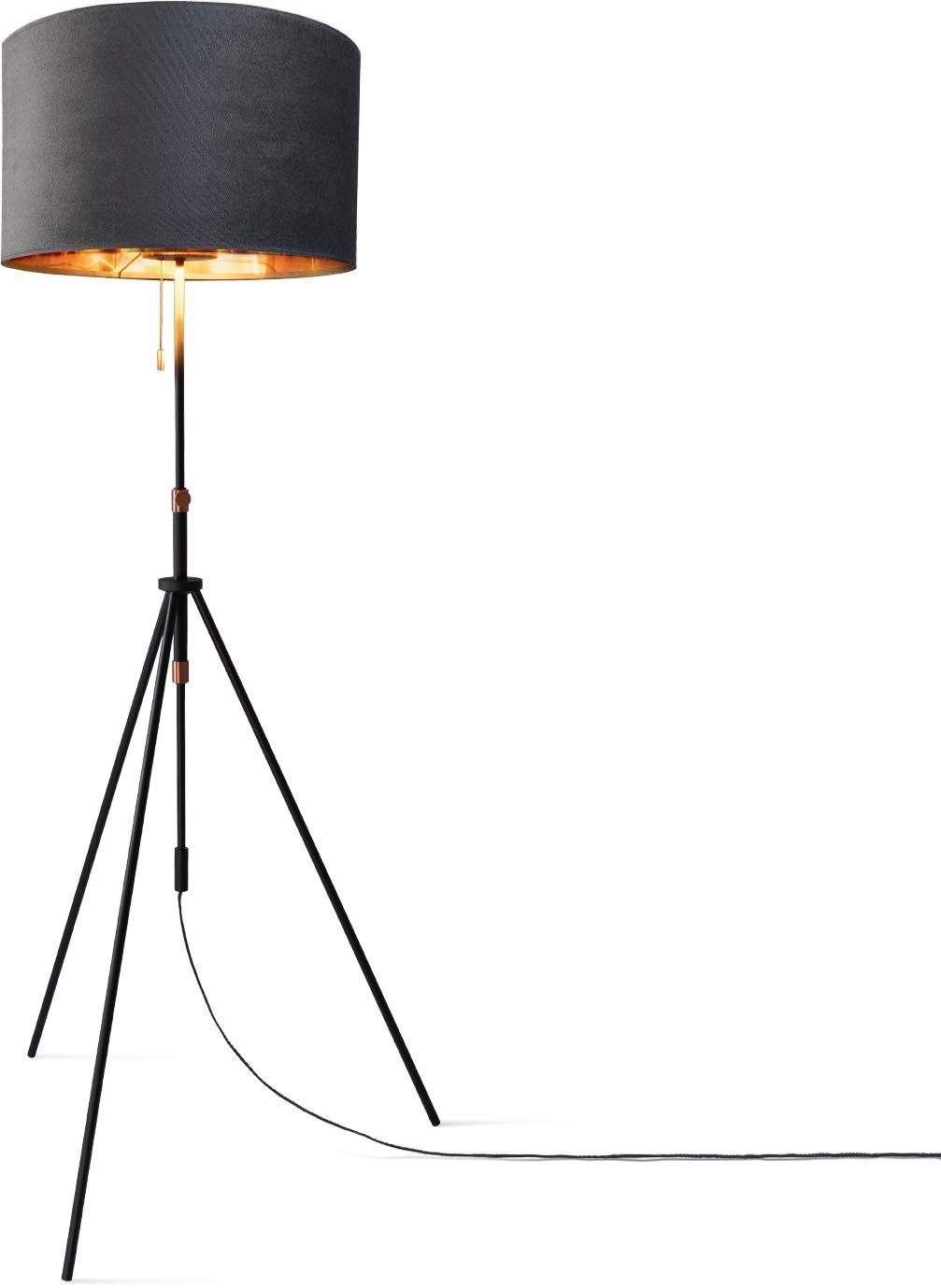 Paco Home Staande lamp Naomi uni Color Woonkamer in hoogte verstelbaar 121,5 tot 176,5 cm trekschakelaar velours vloerlampen zwart