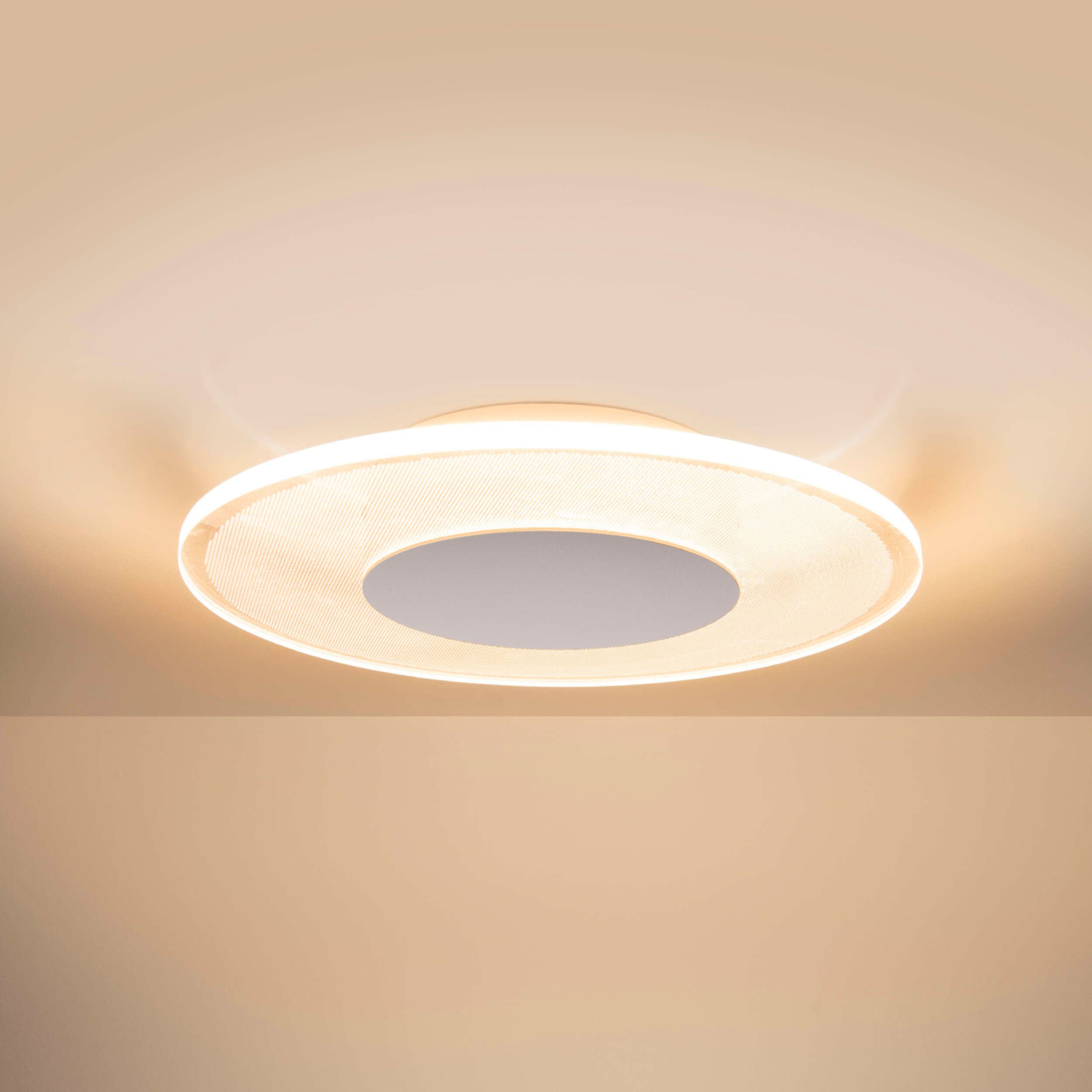näve Led-plafondlamp Modesto wit - gematteerd, 3-staps dimbaar via wandschakelaar, 60 warmwitte led (1 stuk)