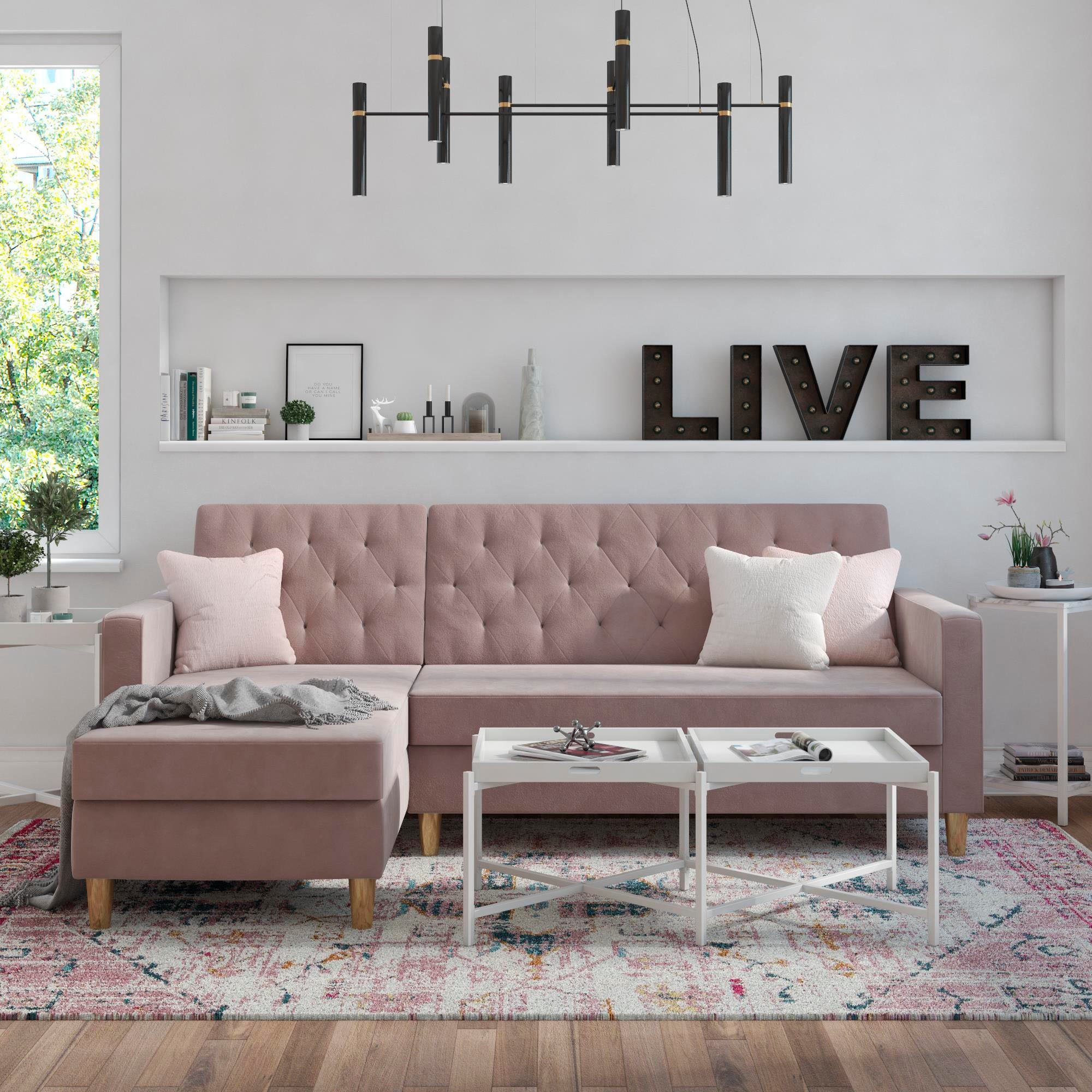 CosmoLiving by Cosmopolitan Hoekbank Liberty, L-vorm met slaapfunctie, récamier aan beide kanten te monteren, zithoogte 43 cm