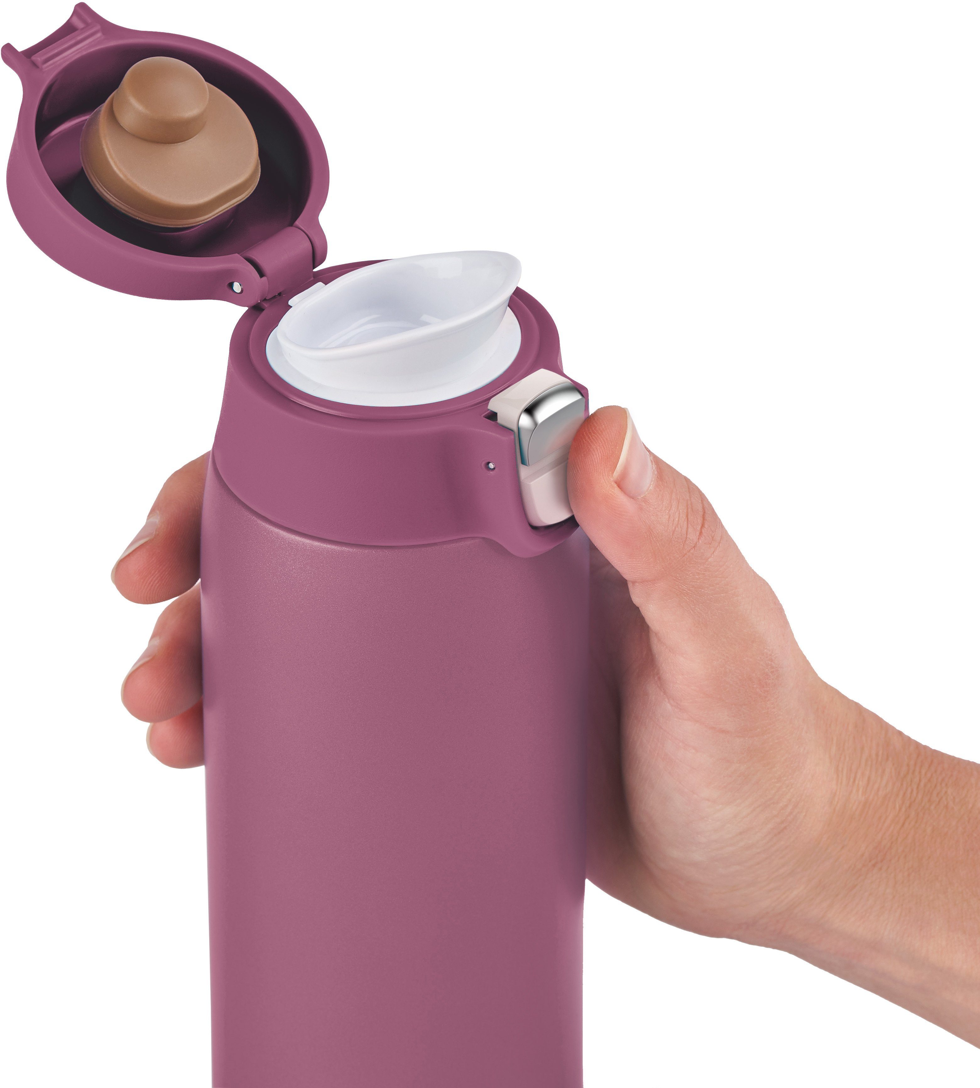 Emsa Thermosbeker Travel Mug Light 0,4l, roestvrij staal, 100% dicht, 8u warm/16u koud