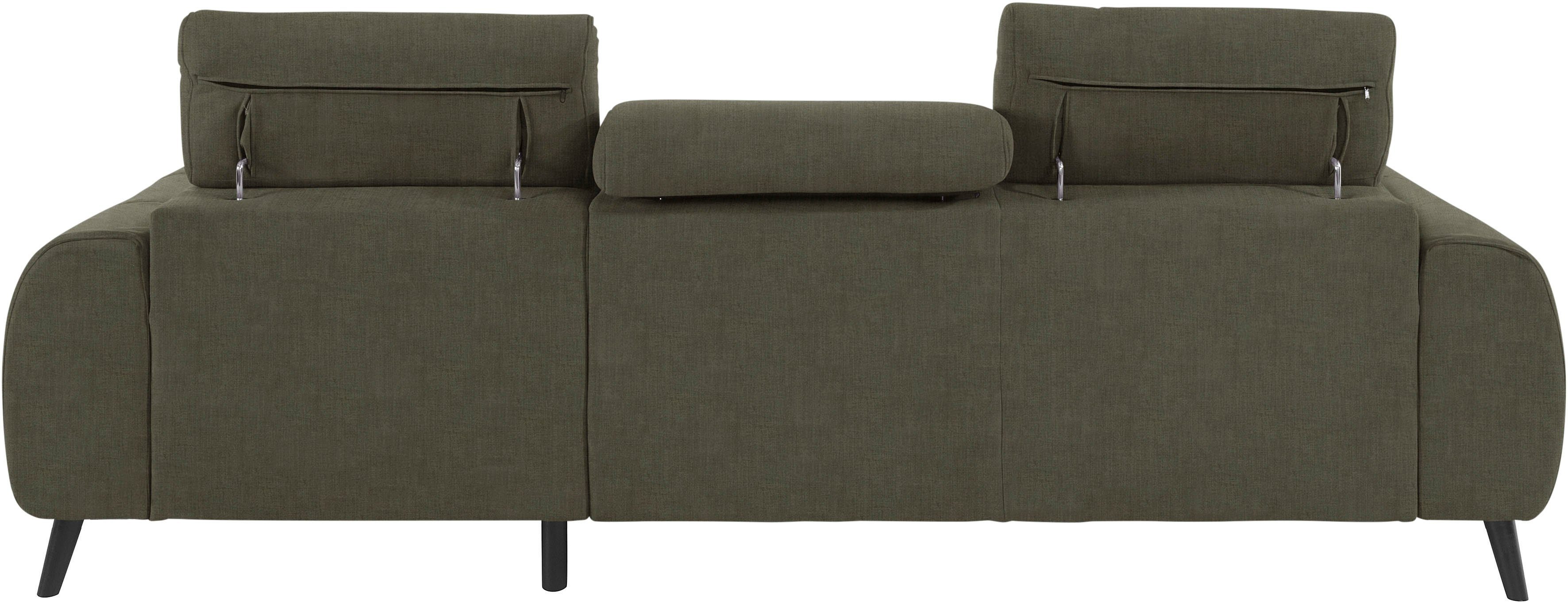 COTTA Hoekbank Mia L-vorm met 3 sierkussens keuze met bedfunctie, bedlade, verlichting & draadloze oplader