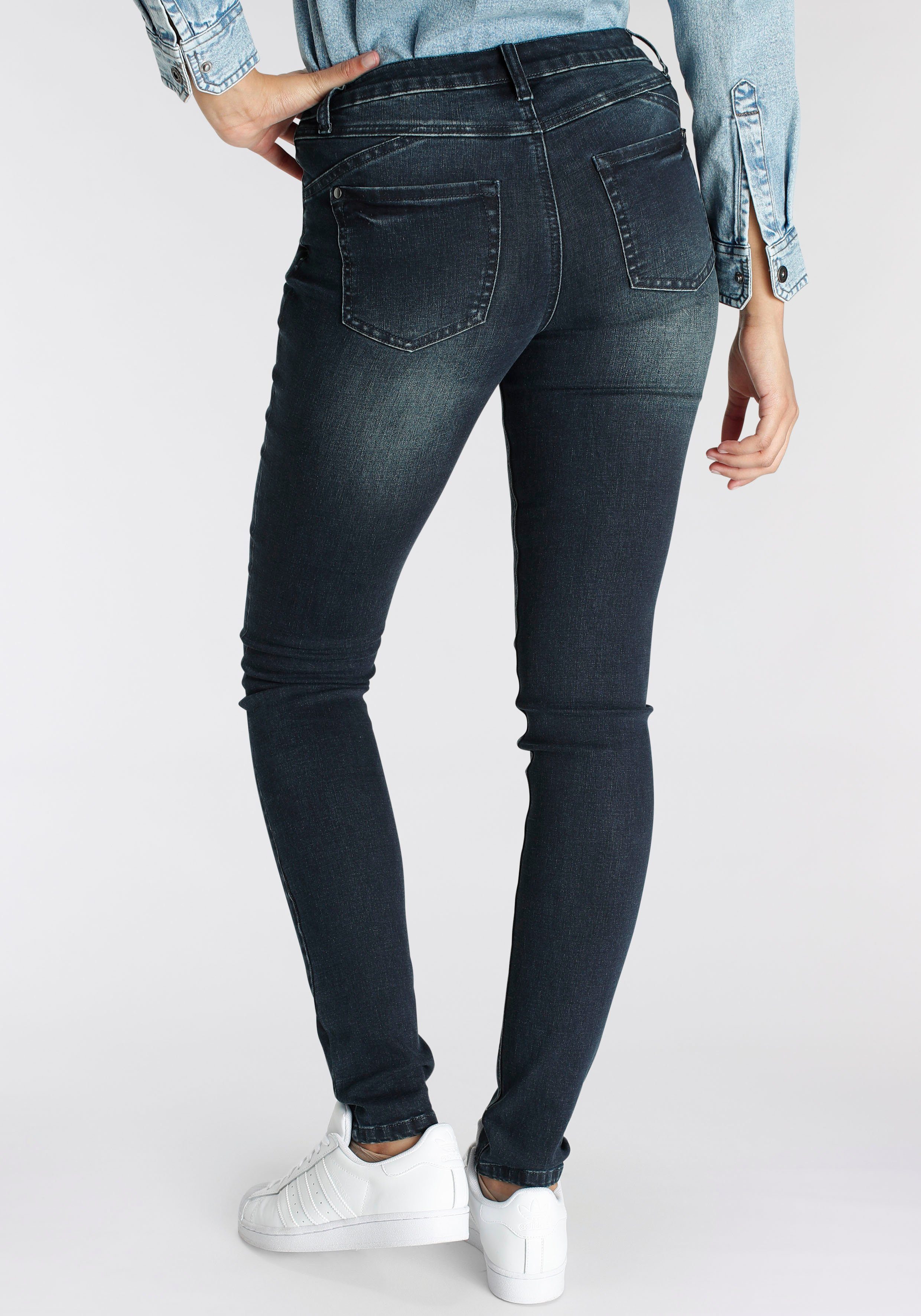 Arizona Skinny fit jeans extra-strakke been snit, used-look-wassing, normale taille