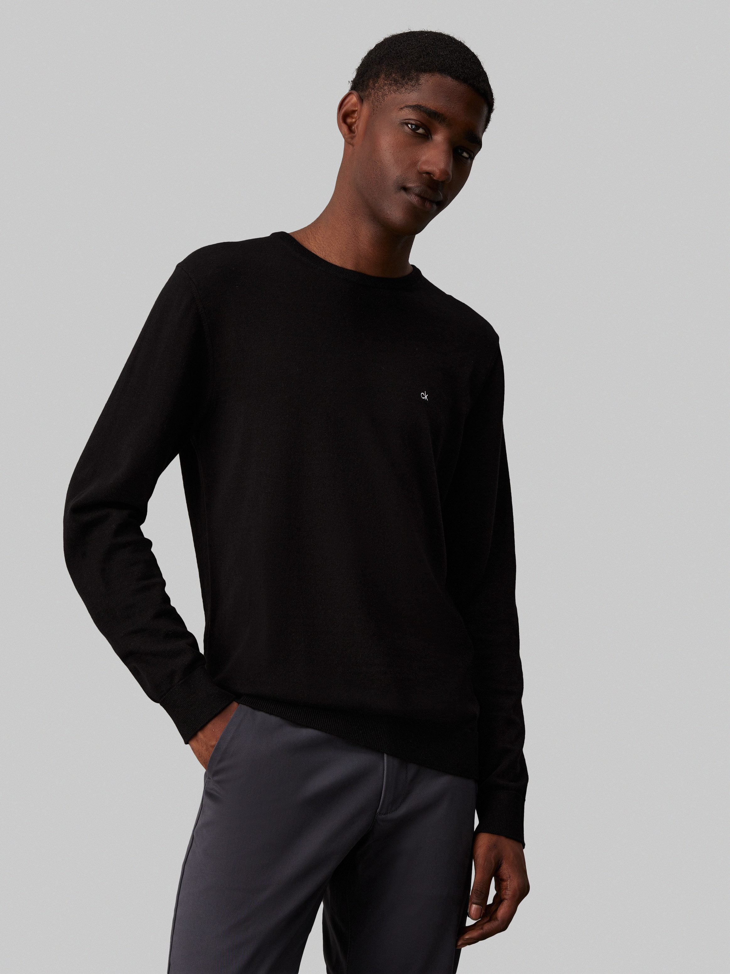 Calvin Klein Trui met ronde hals COTTON SILK BLEND CN SWEATER