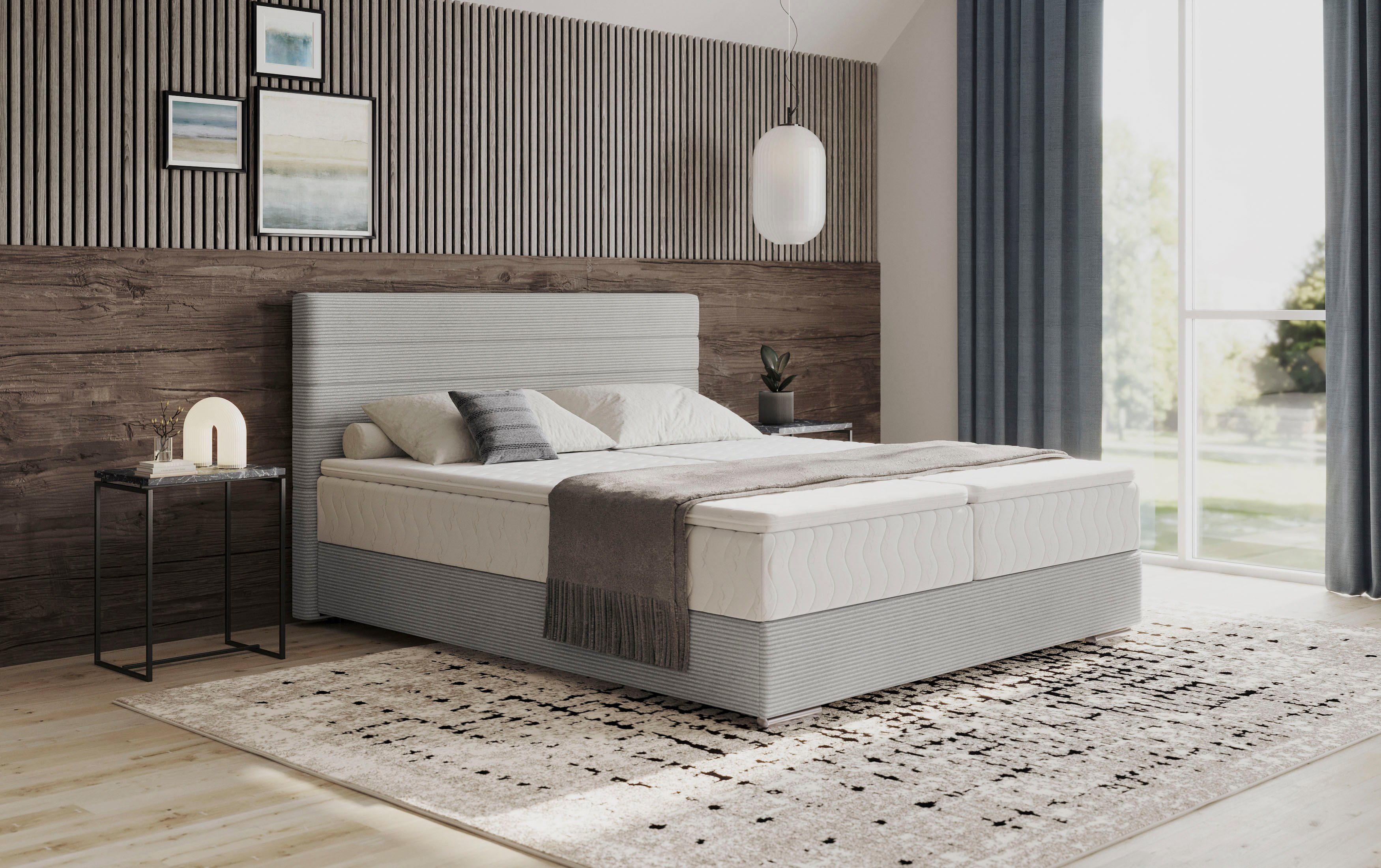 Mr. Couch Boxspring Stratus 2 incl. matrassen en bedlades boxsprings grijs