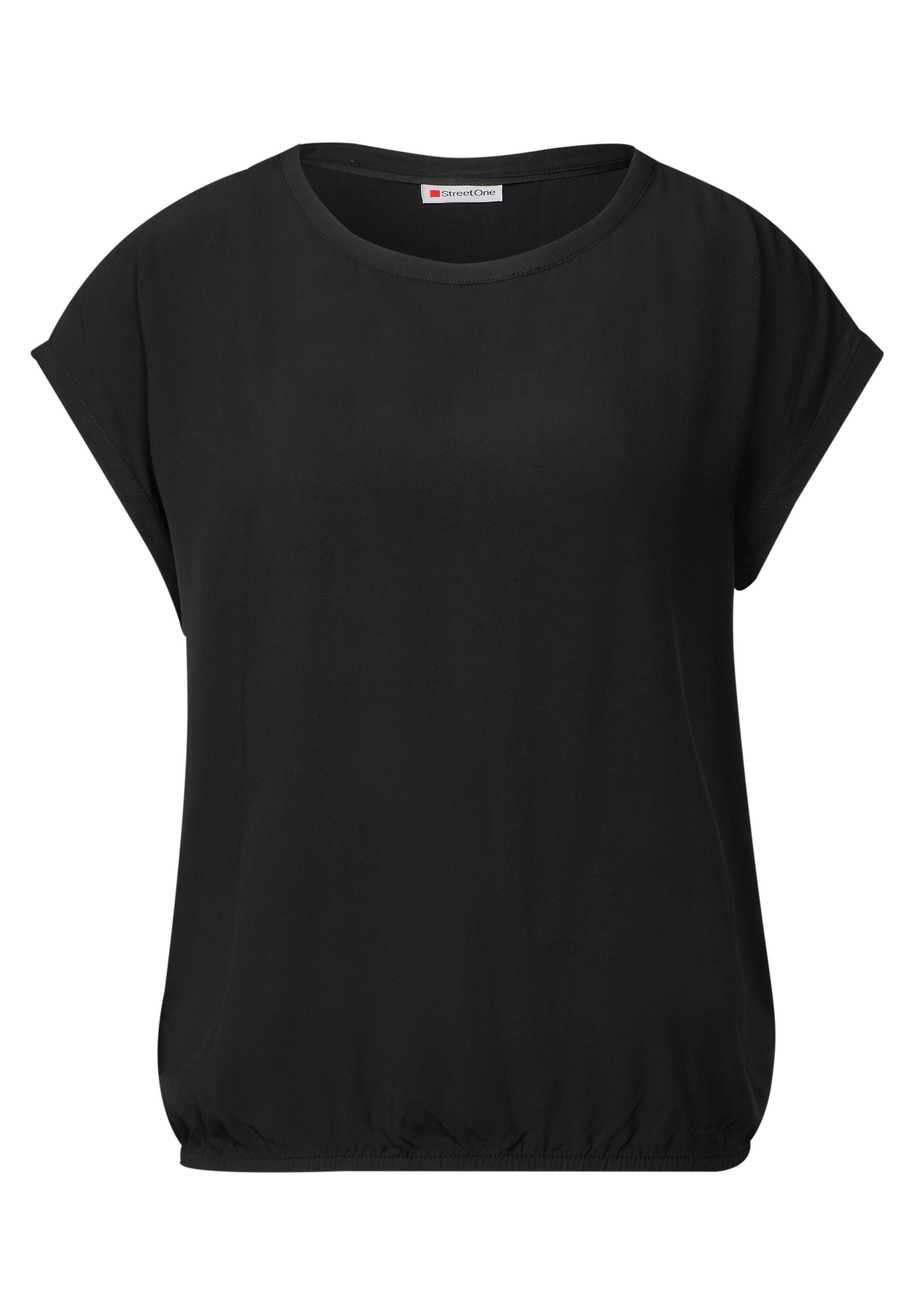 STREET ONE Blouse met korte mouwen met elastische zoom
