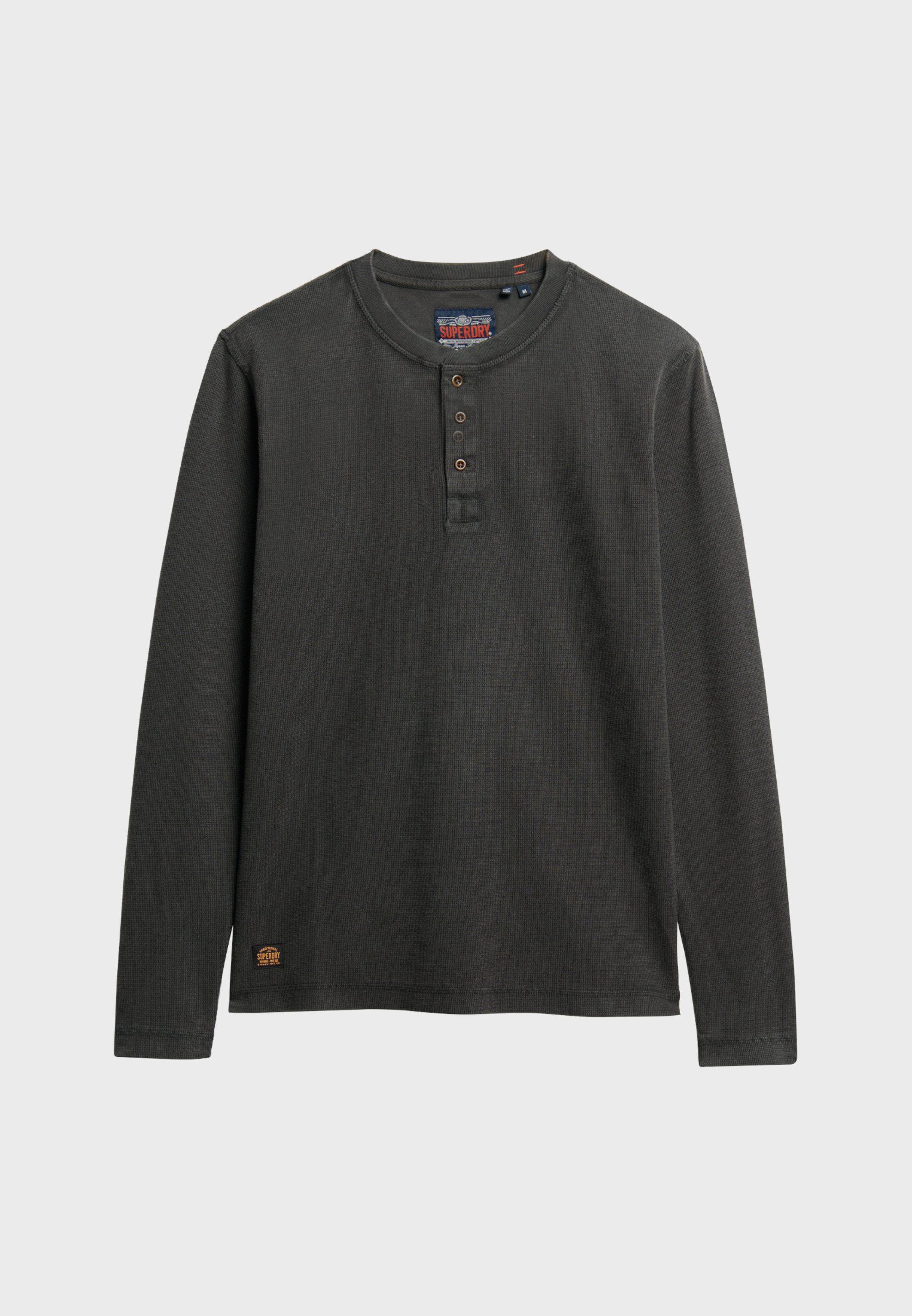 Superdry Shirt met lange mouwen WAFFLE LONG SLEEVE HENLEY TOP