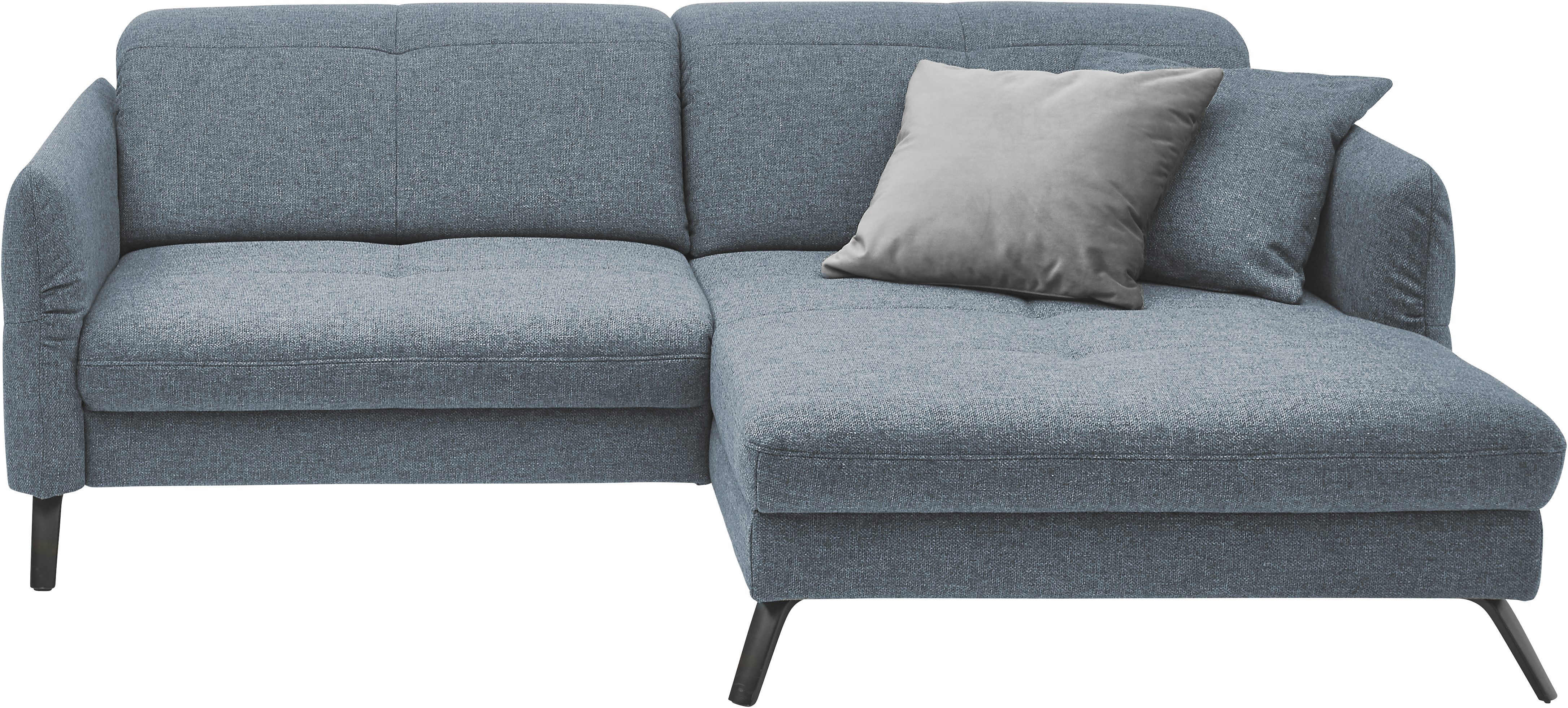 set one by Musterring Hoekbank SO 4400 V optioneel met motorische bedfunctie & hoofdverstelling, voet zwart blauw, hoekbanken, Structuur zacht