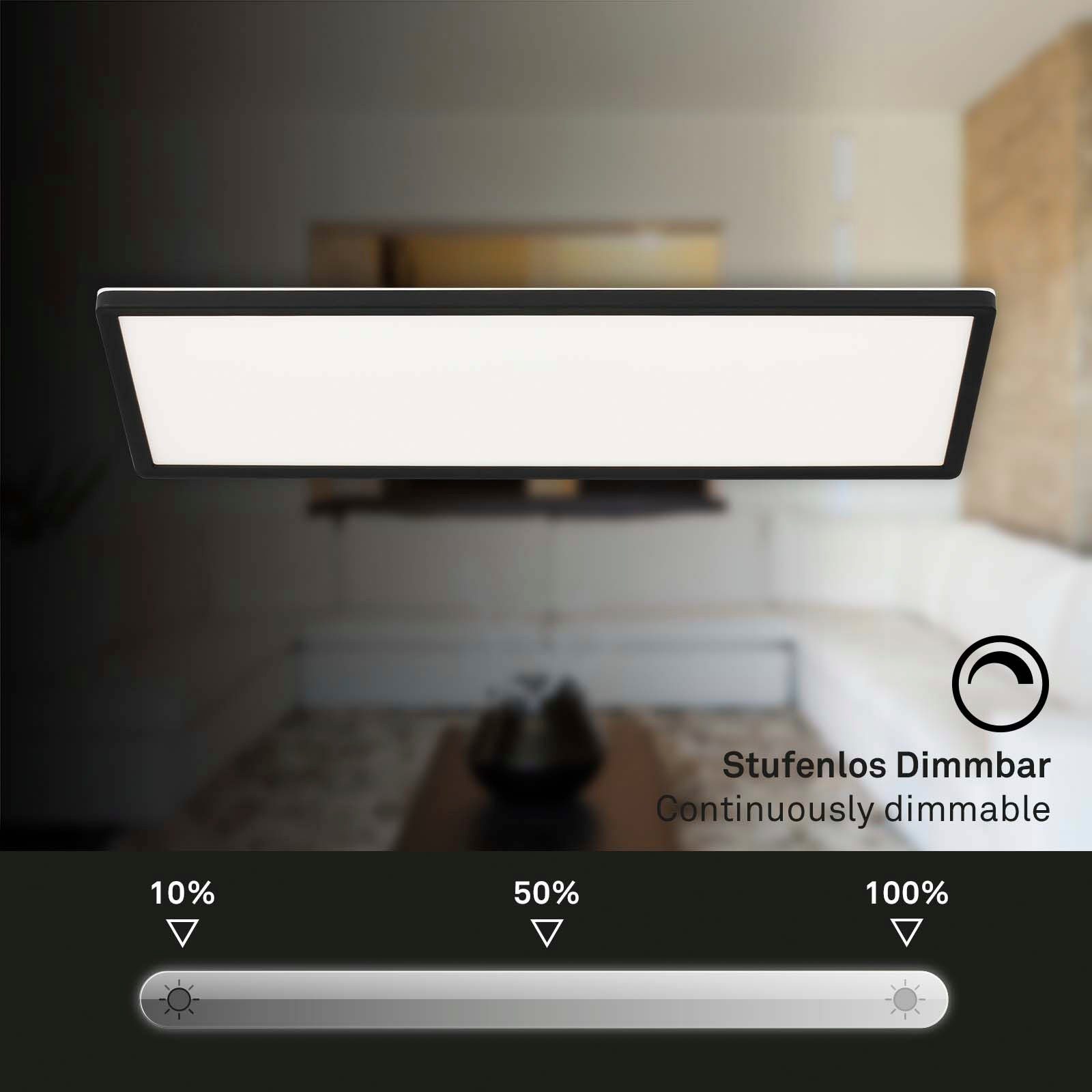 Briloner Leuchten Led-paneel 7403015 SLIM Plafondlamp, 58x20x3 cm, zwart, 23W, woonkamer, slaapkamer, keuken
