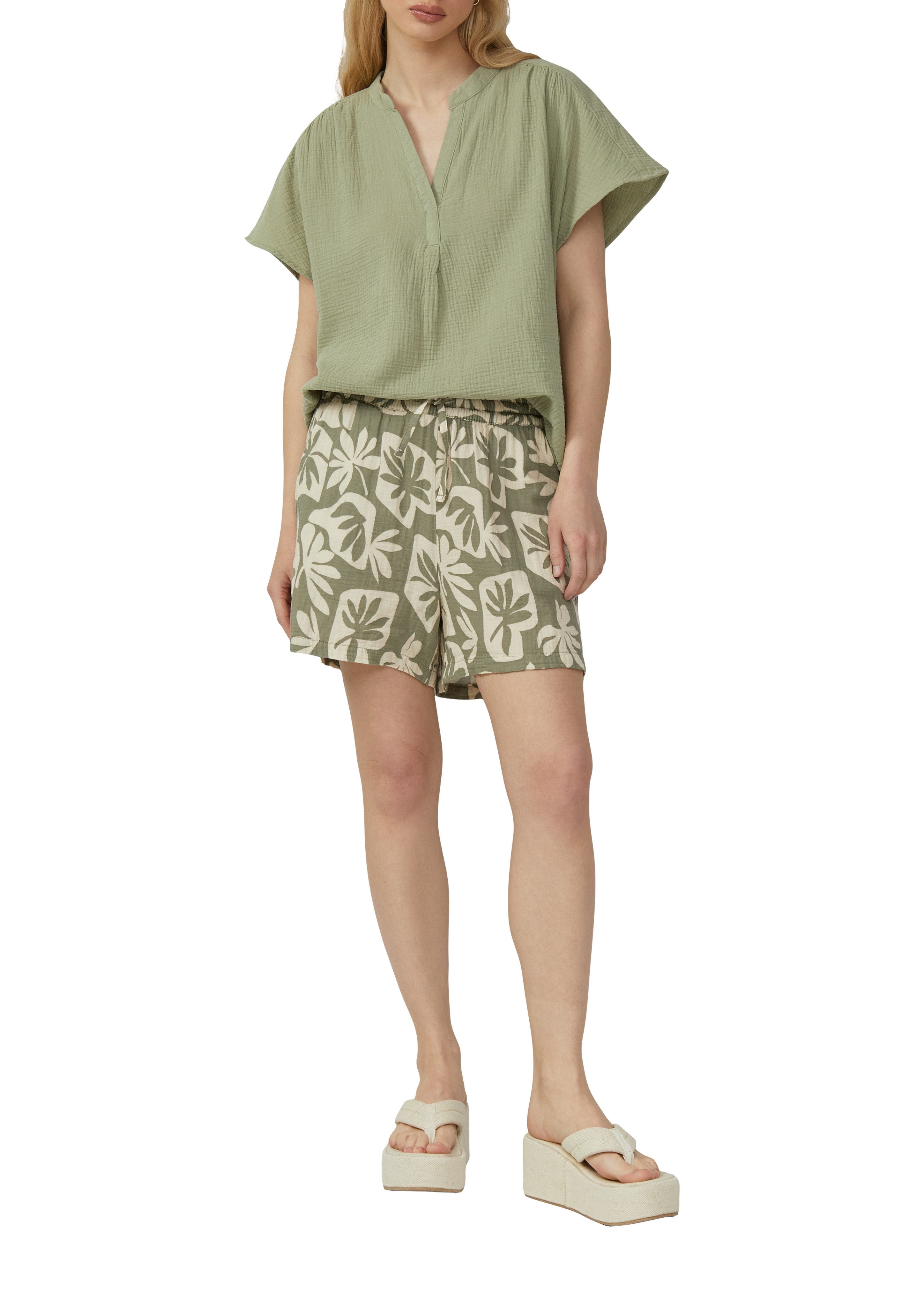 Q/S designed by Blouse met korte mouwen van mousseline