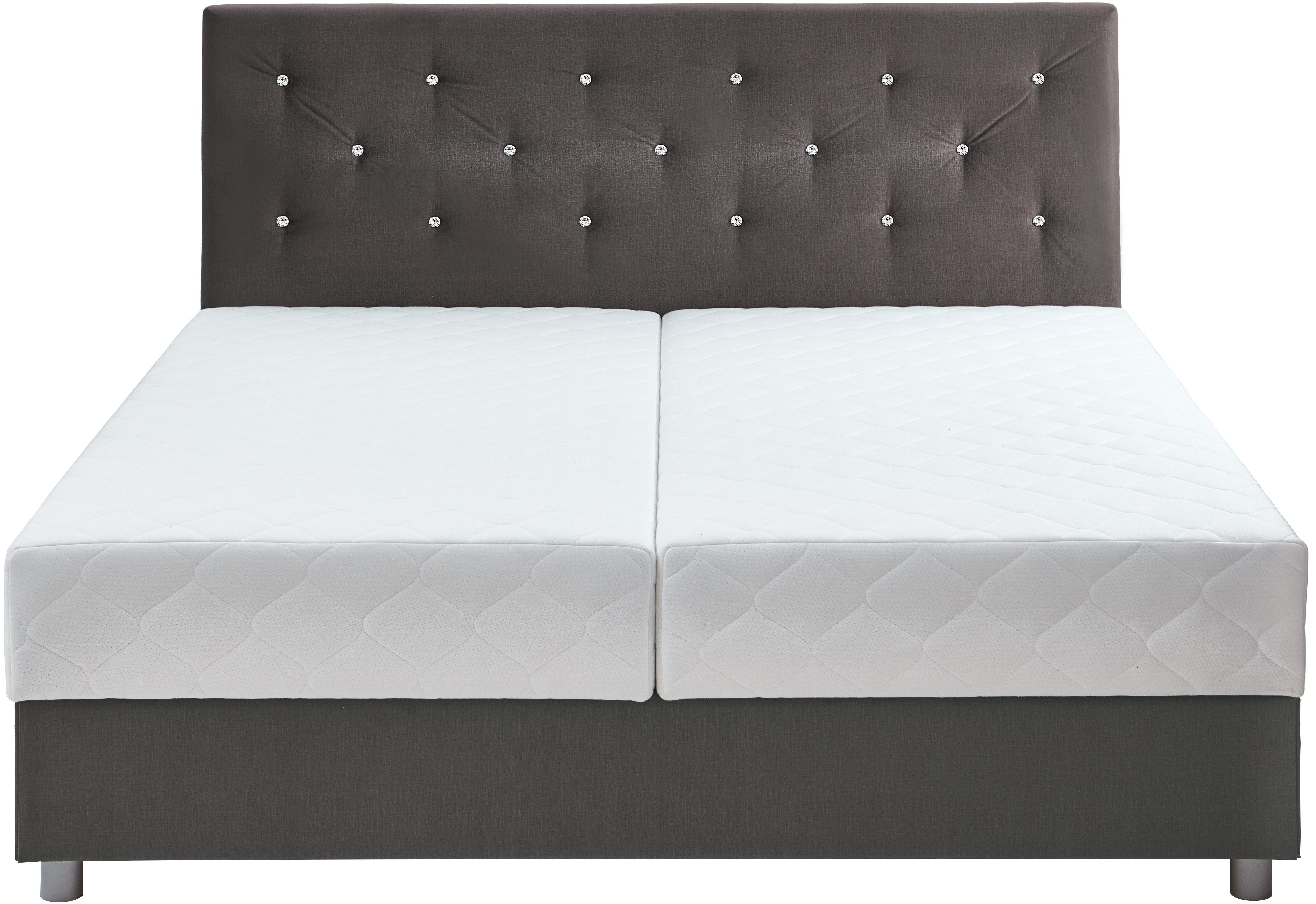 ATLANTIC home collection Boxspring CELIA in hoogwaardige fluweellook met pocketveringsmatras, bedkist en strassteentjes