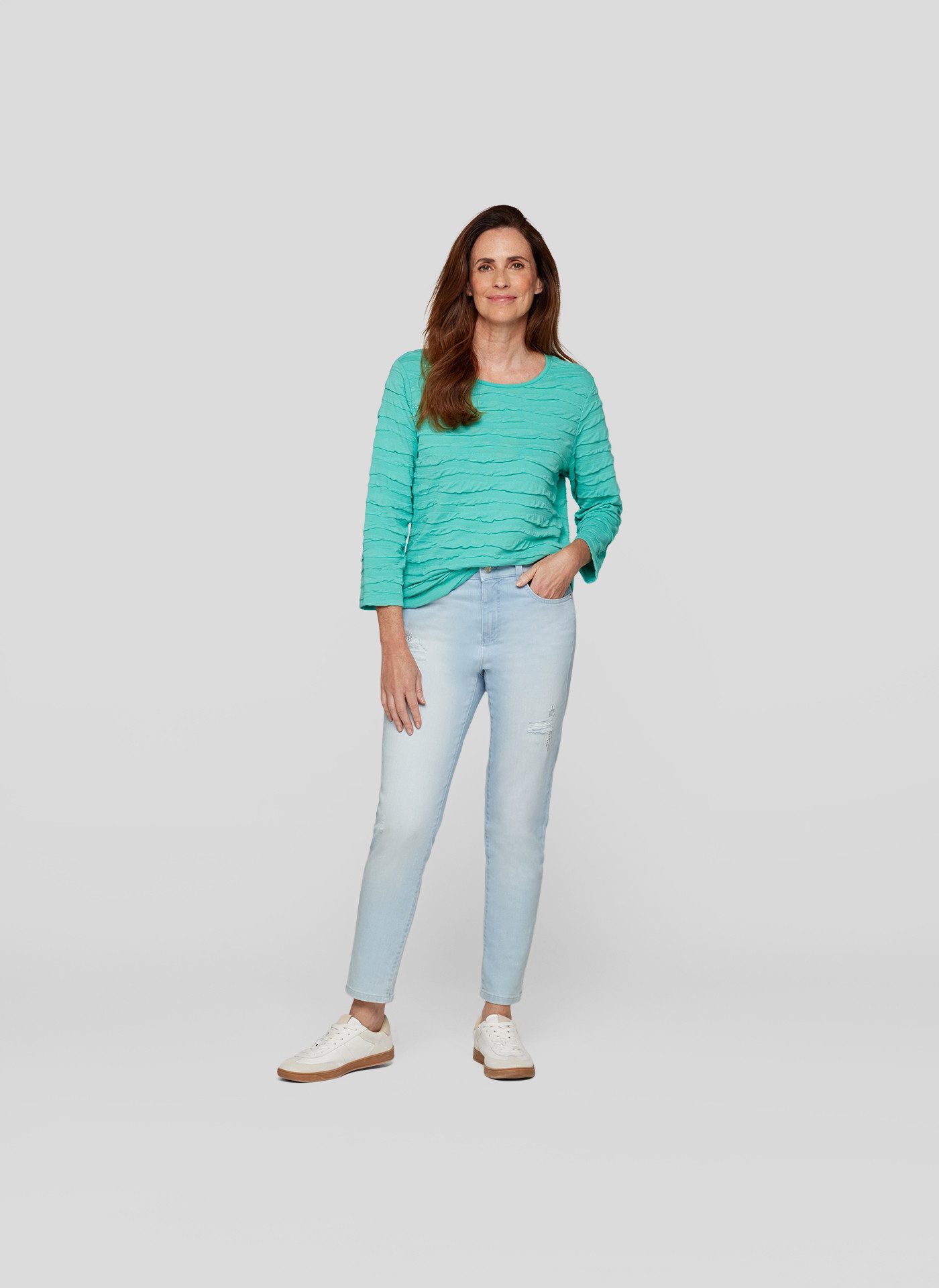 Rabe Shirt met 3/4 mouwen met golfstructuur
