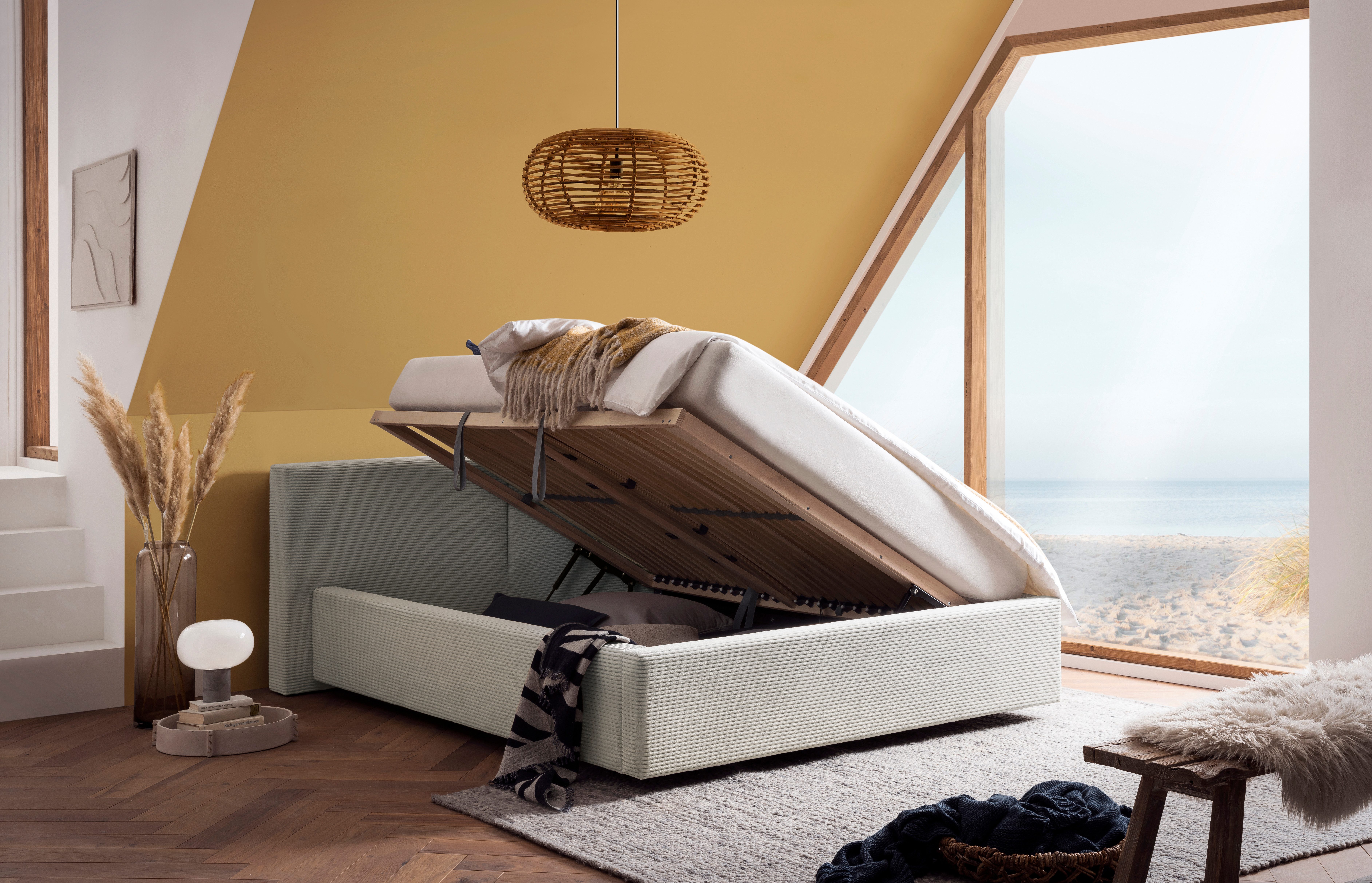 meise.möbel Gestoffeerd bed Cube optioneel met matras en bedlade