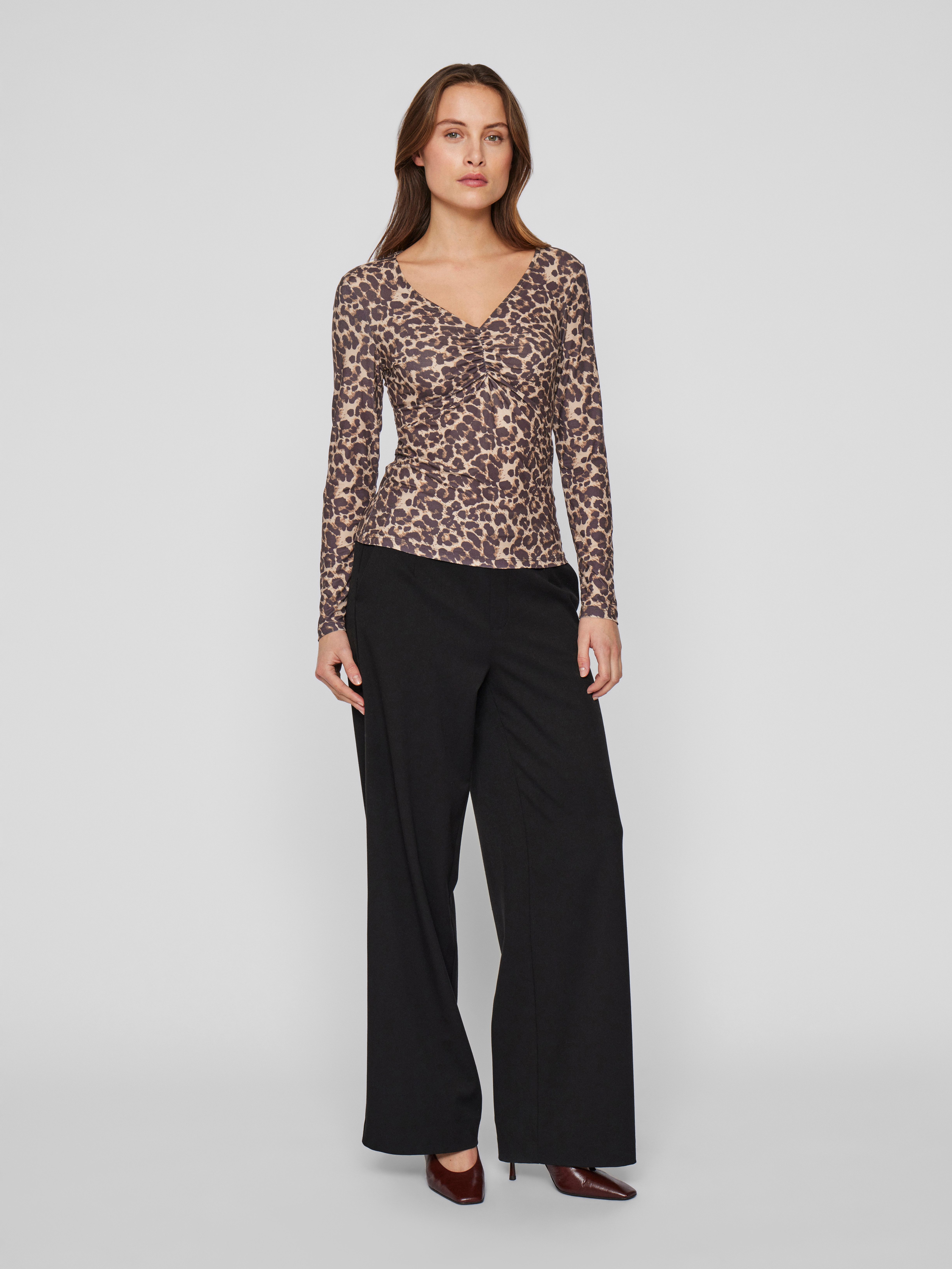 Vila Shirt met V-hals VILEOA V-NECK L S TOP NOOS