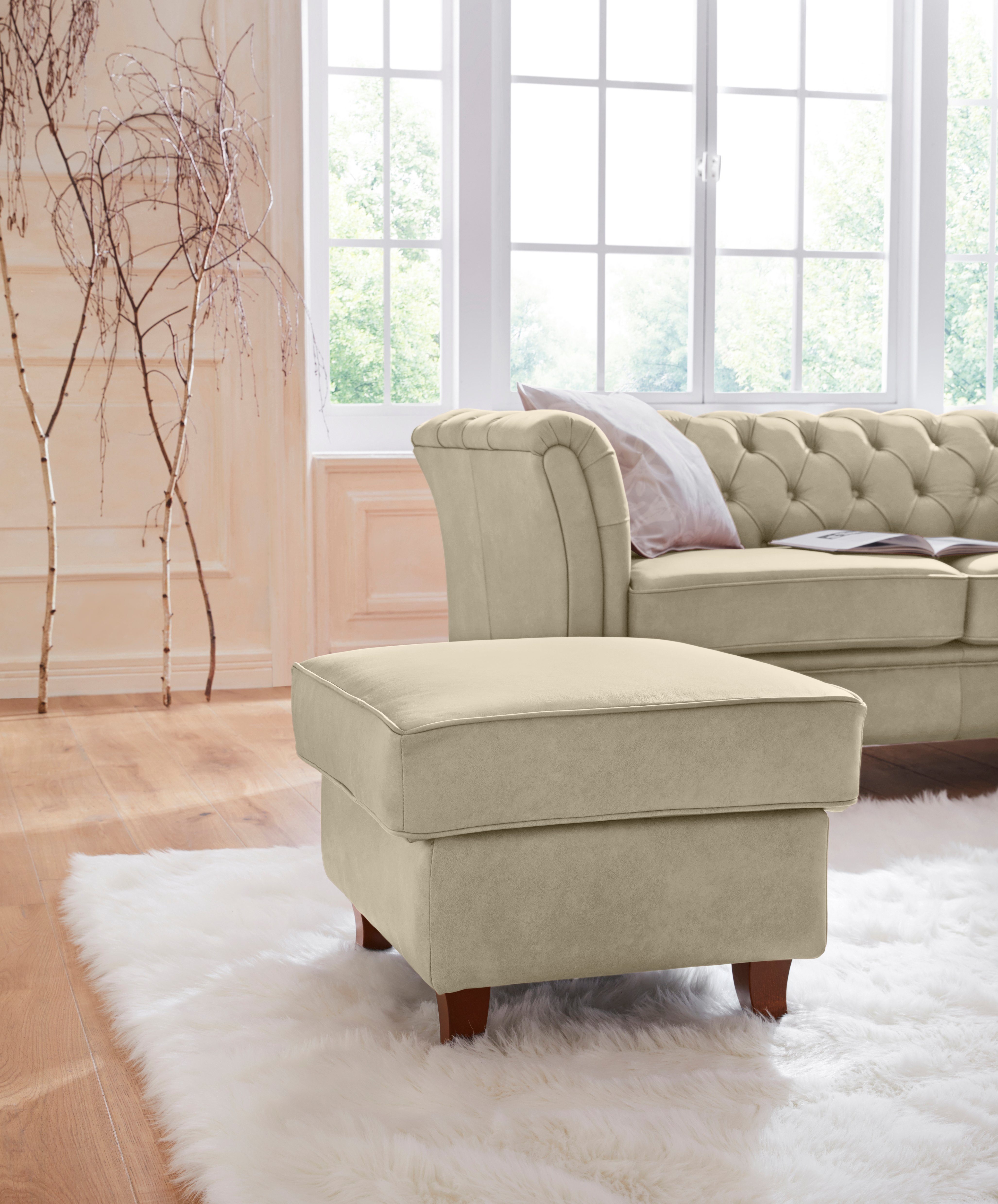 Home affaire Hocker Reims passend bij de serie "noblessy", echte chesterfield-capitonnage, fluwelige en changerende look