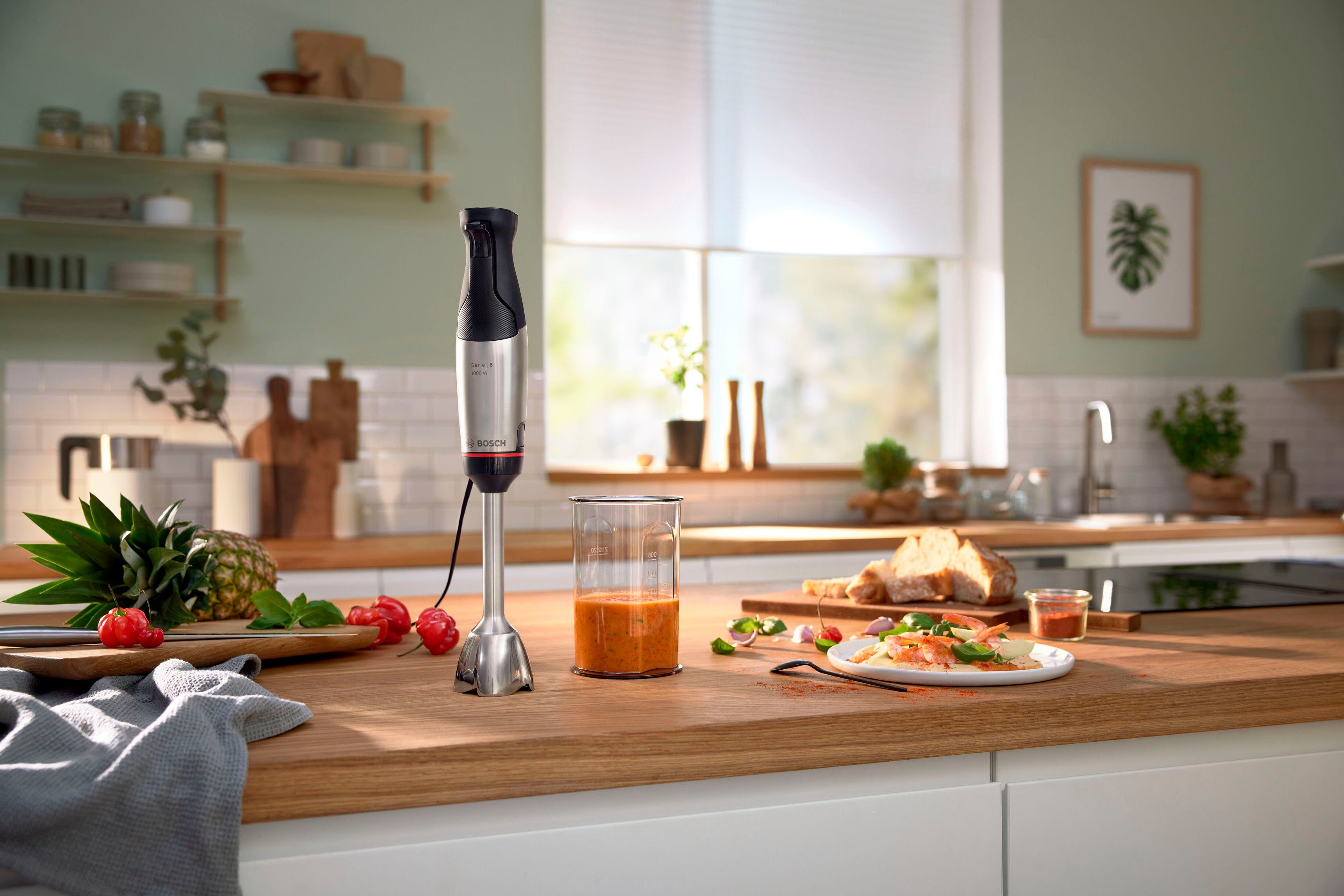 BOSCH Staafmixer ErgoMaster Serie 6 MSM6M610, 4 messen, mixvoet roestvrij staal, zwart