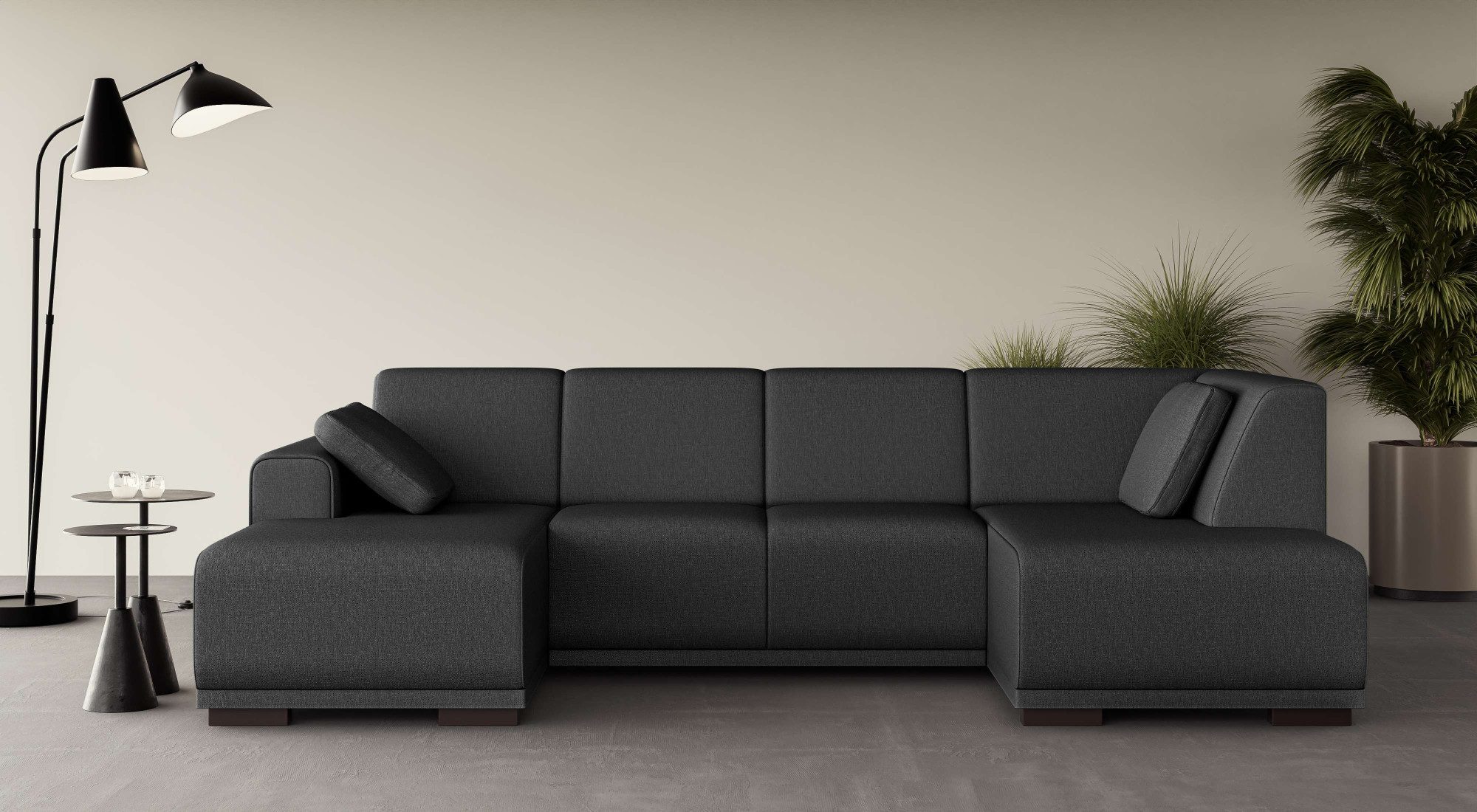 Home affaire Zithoek BORNHOLM U-vorm met chaise longue rechts/links, B/D/H: 300/162/85 cm U-vorm met golvende ondervering, chaise longue rechts of links bestelbaar