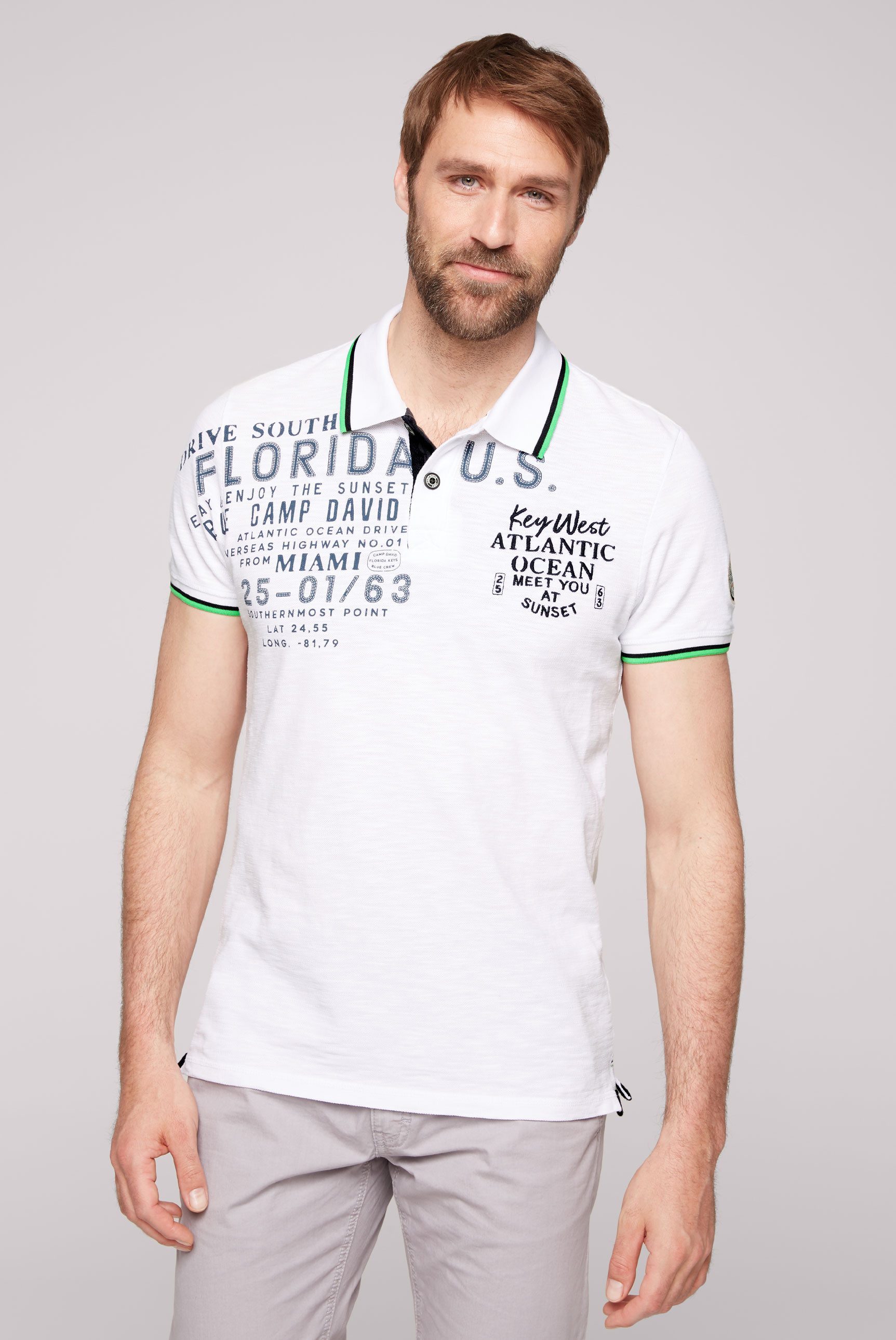 CAMP DAVID Poloshirt met stijlvolle zijopening