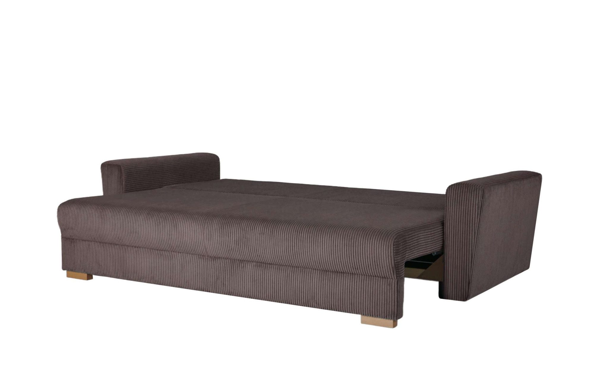 INOSIGN 3-zitsbank MAGHERA slaapbank met bedlade, van hoogwaardige afwerking met golfvering, corduroy en structuur bekleding, b/h/d 230/92,5/79 cm