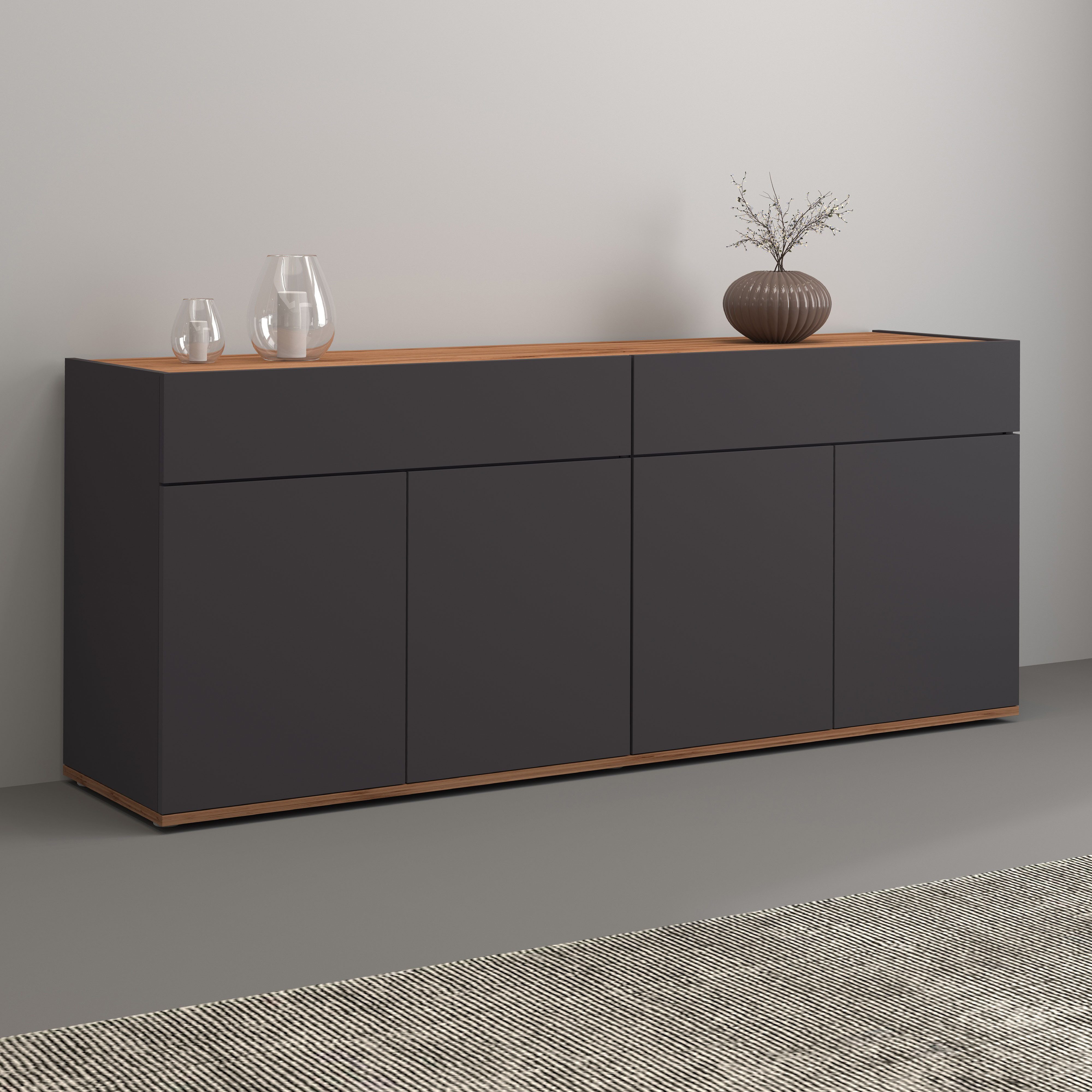 INOSIGN Dressoir Garda, Ladekast, Kast, Buffet 4 deuren, 2 lades, greeploos breedte 160,1 cm