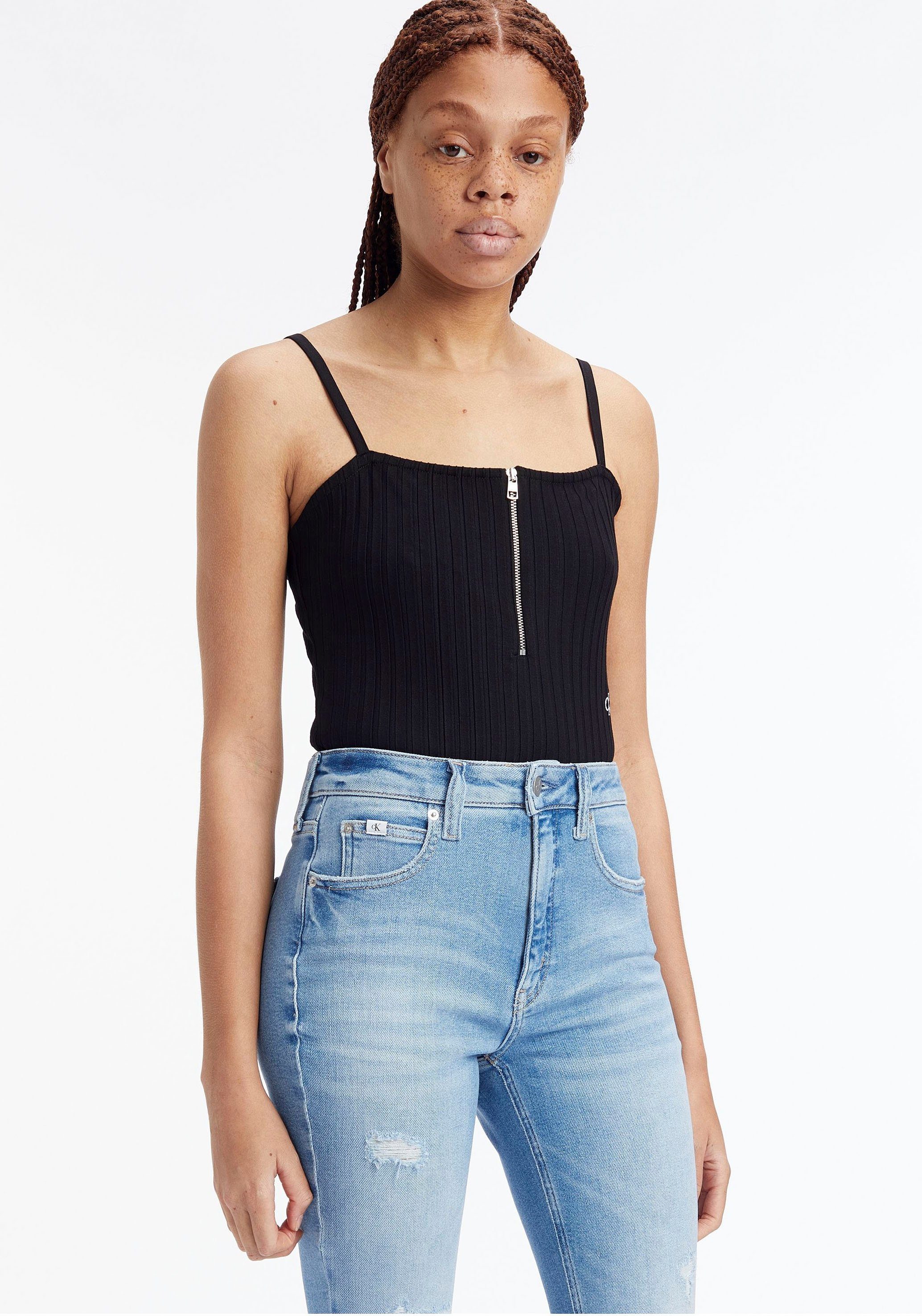 Calvin Klein Body ZIPPER RIB STRAPPY met halve ritssluiting