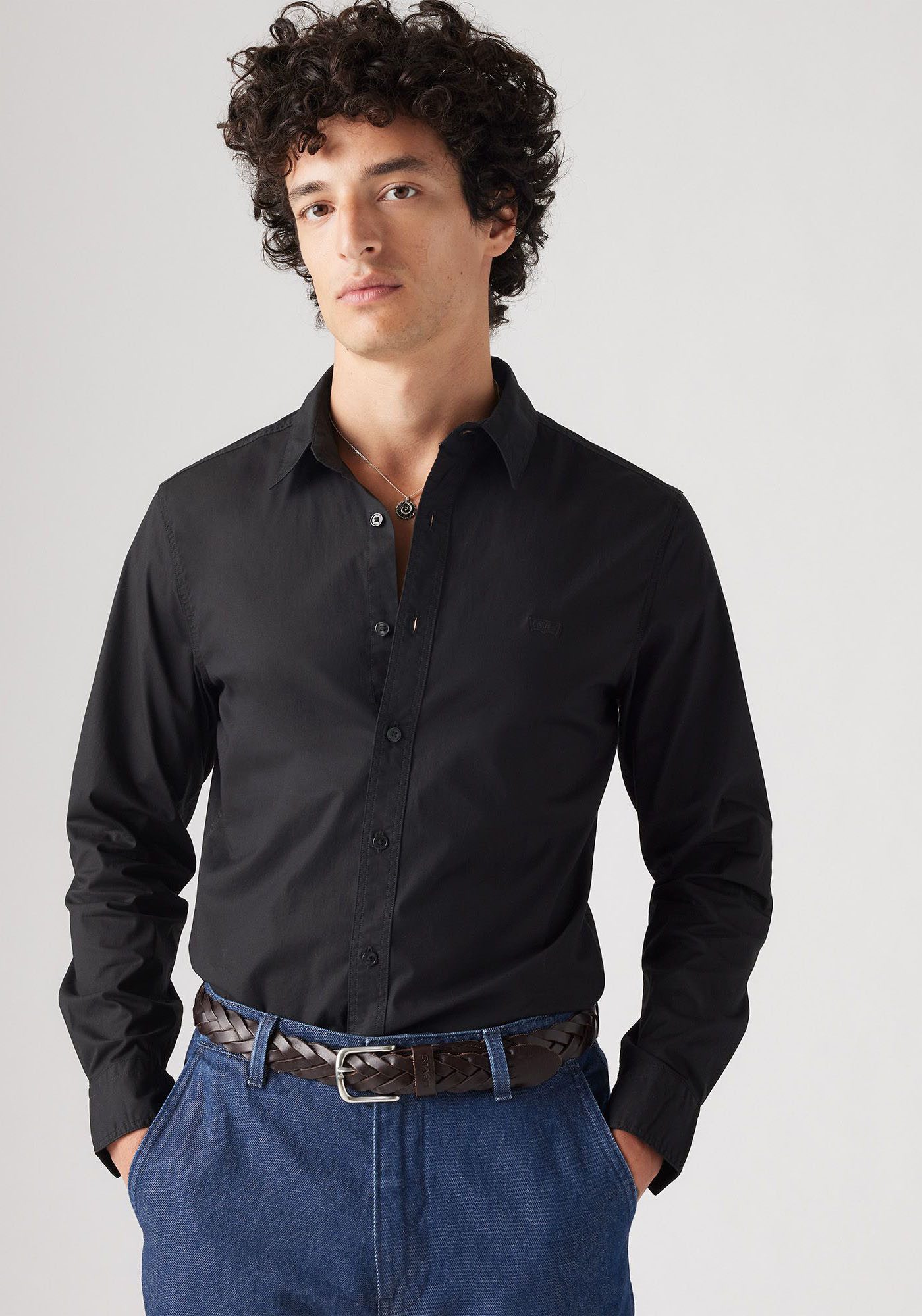 Levi's Jeans overhemd BATTERY HM SHIRT SLIM heren denim overhemden maat S zwart