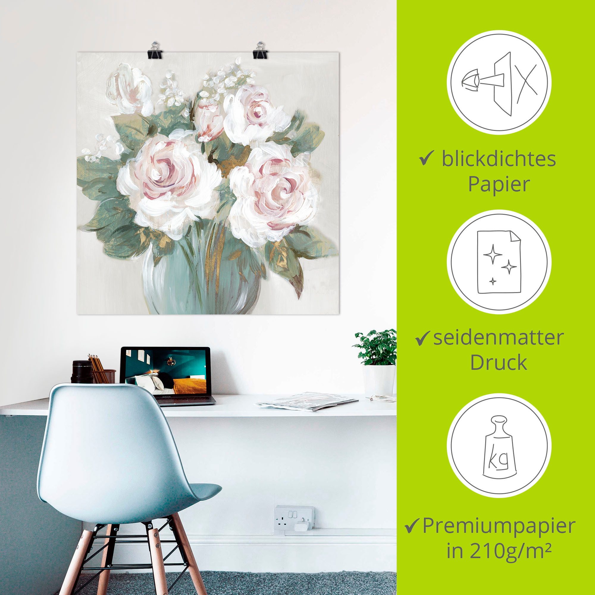 Artland Artprint Goudkleurige bos bloemen als artprint van aluminium, artprint voor buiten, artprint op linnen, poster in verschillende maten. maten