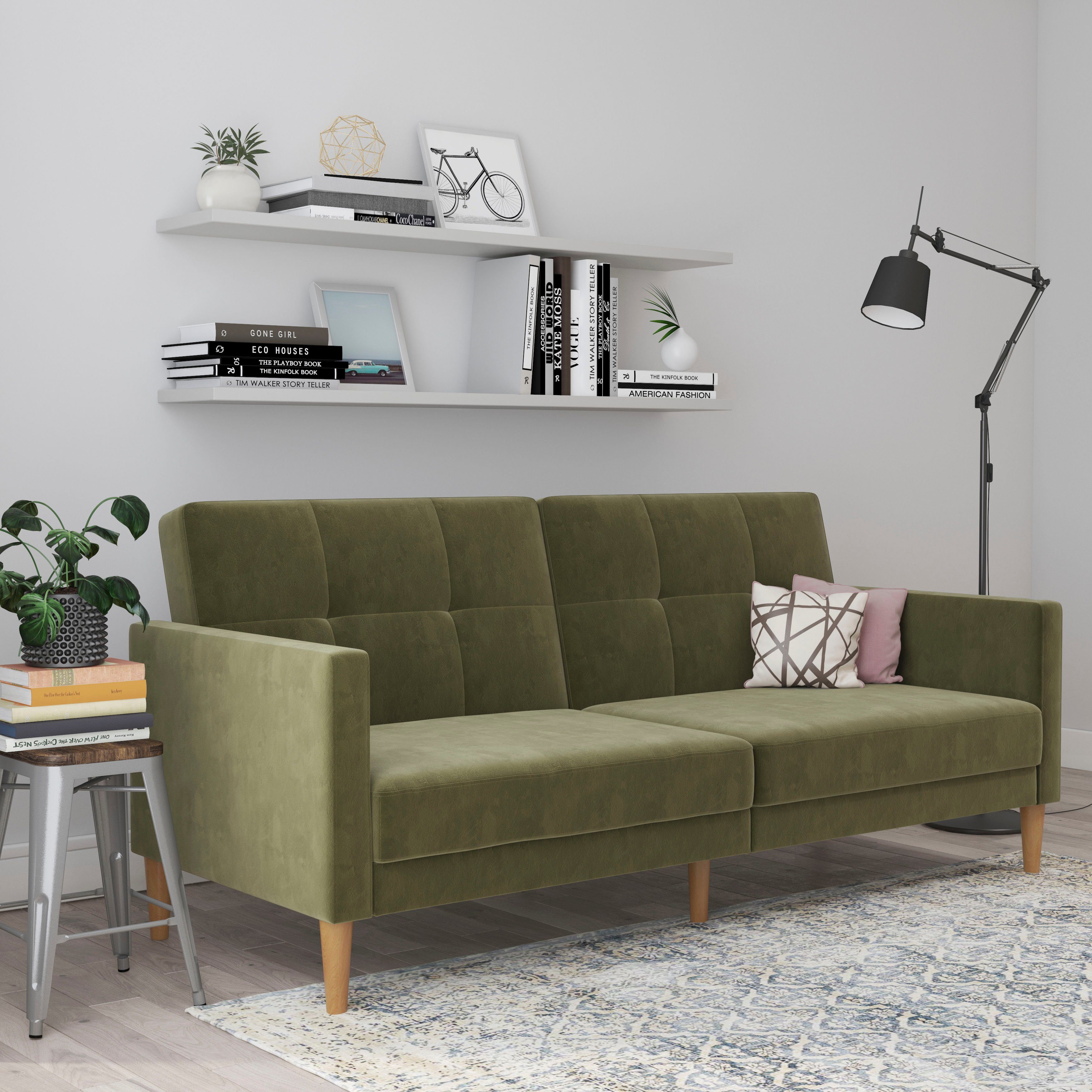 Dorel Home 3-zitsbank Lilly Bedfunctie, rugleuning 3-voudig verstelbaar, zithoogte 43 cm