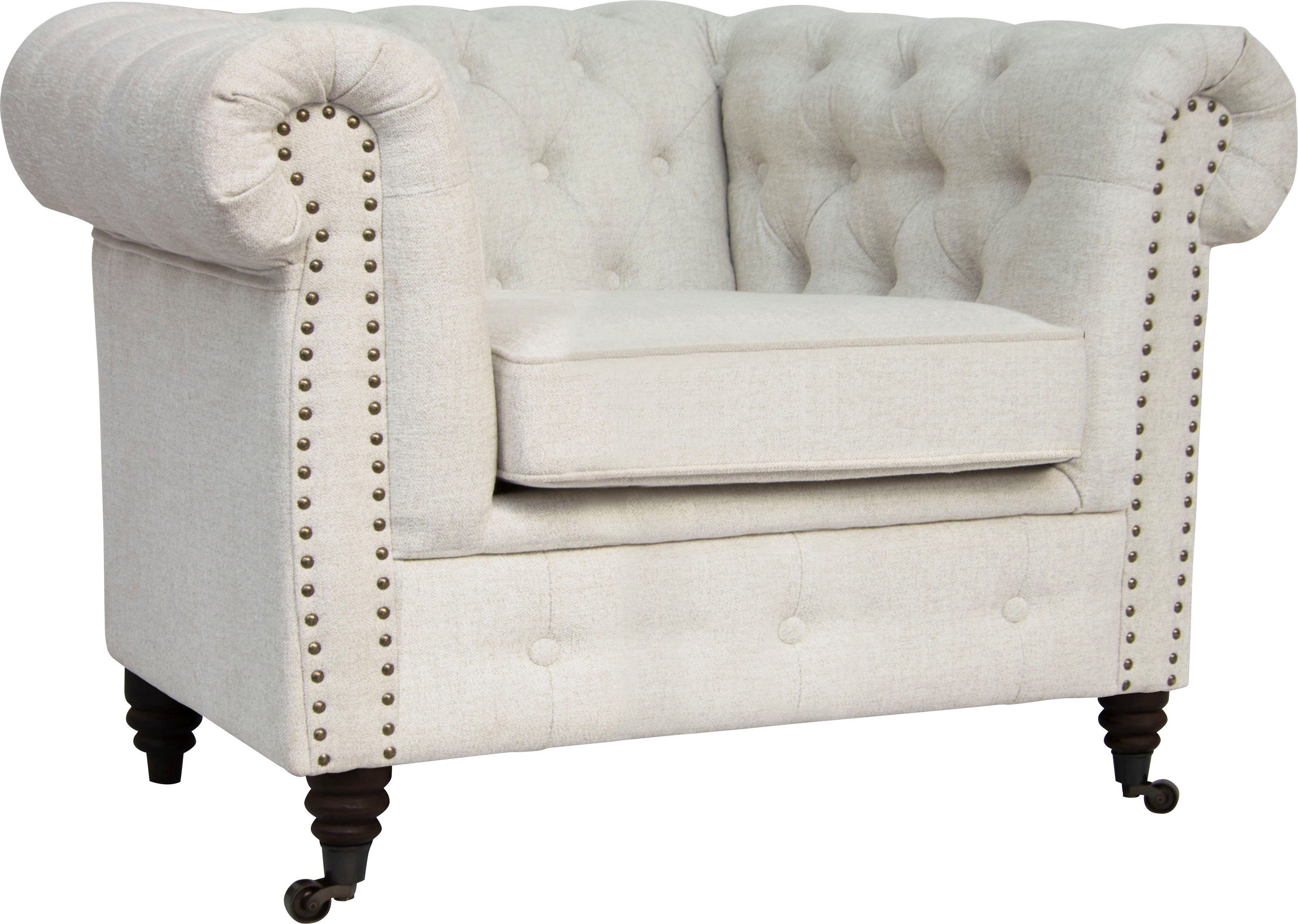 Home affaire Chesterfield-fauteuil Aarburg fauteuil luxueuze capitonnage en siernagels in chesterfield-design