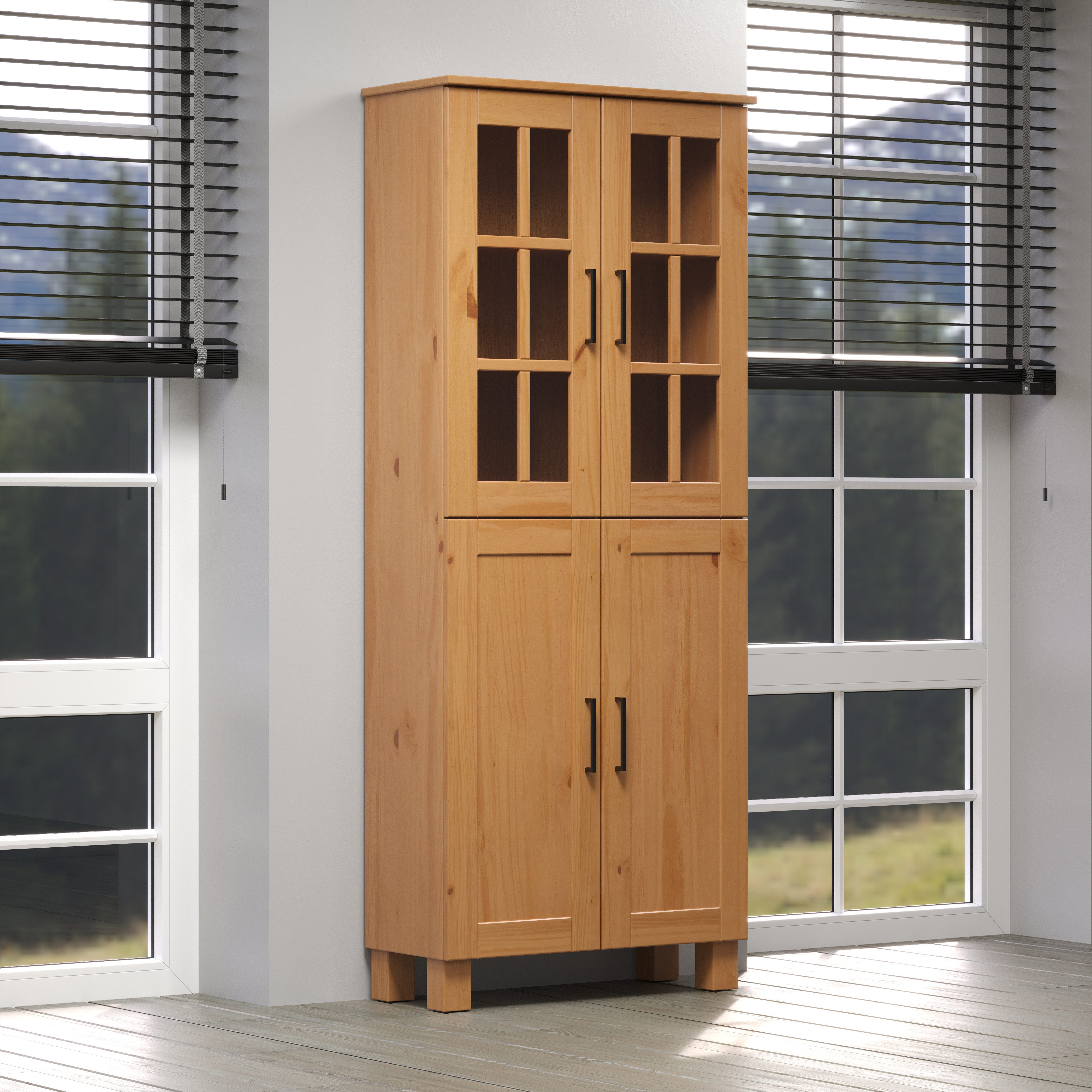 welltime Hoge kast Ulea Brede badkamerkast van massief hout - afmetingen (B/D/H) 70/30/170 cm (1 stuk)