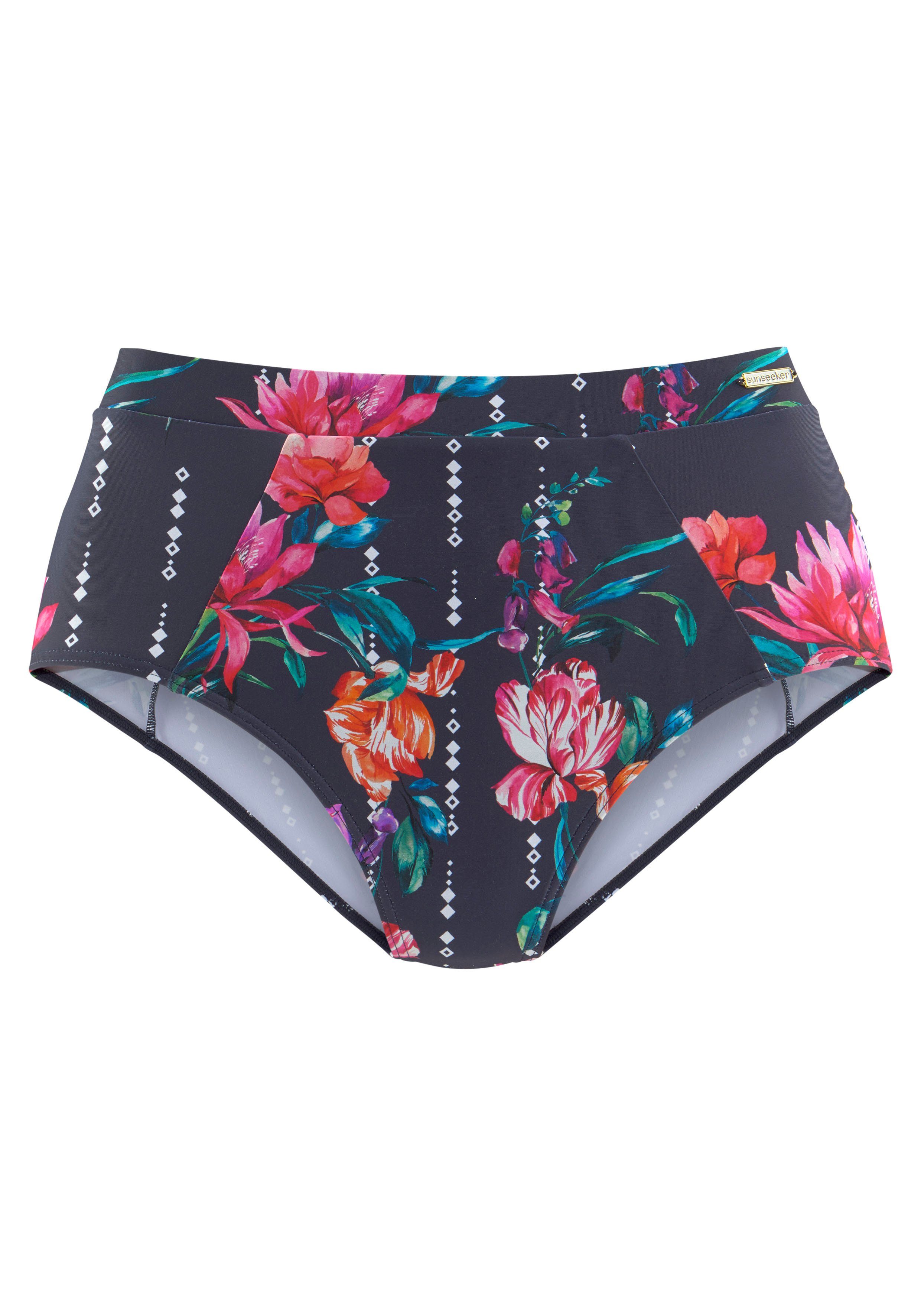 Sunseeker Highwaist-bikinibroekje Modern met een bloemmotief