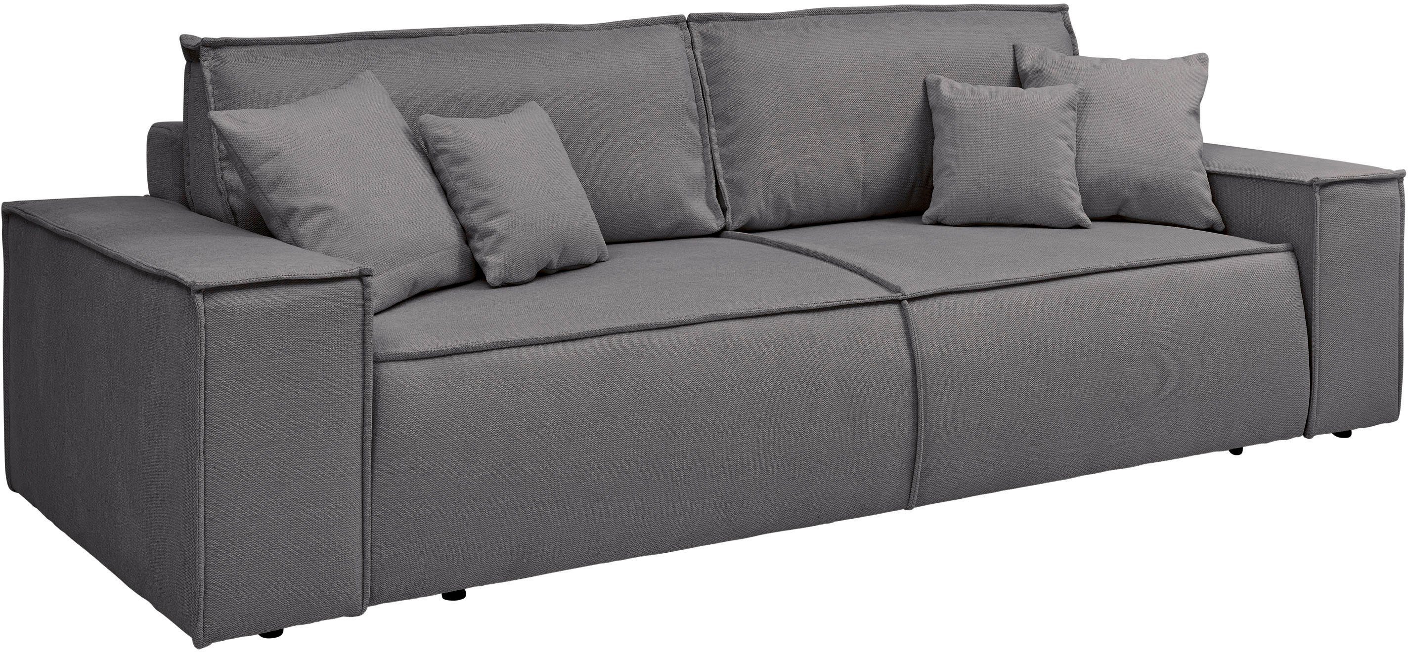 andas 3-zitsbank FINNLEY slaapbank 257 cm, slaapfunctie met bedlade (200/136cm)