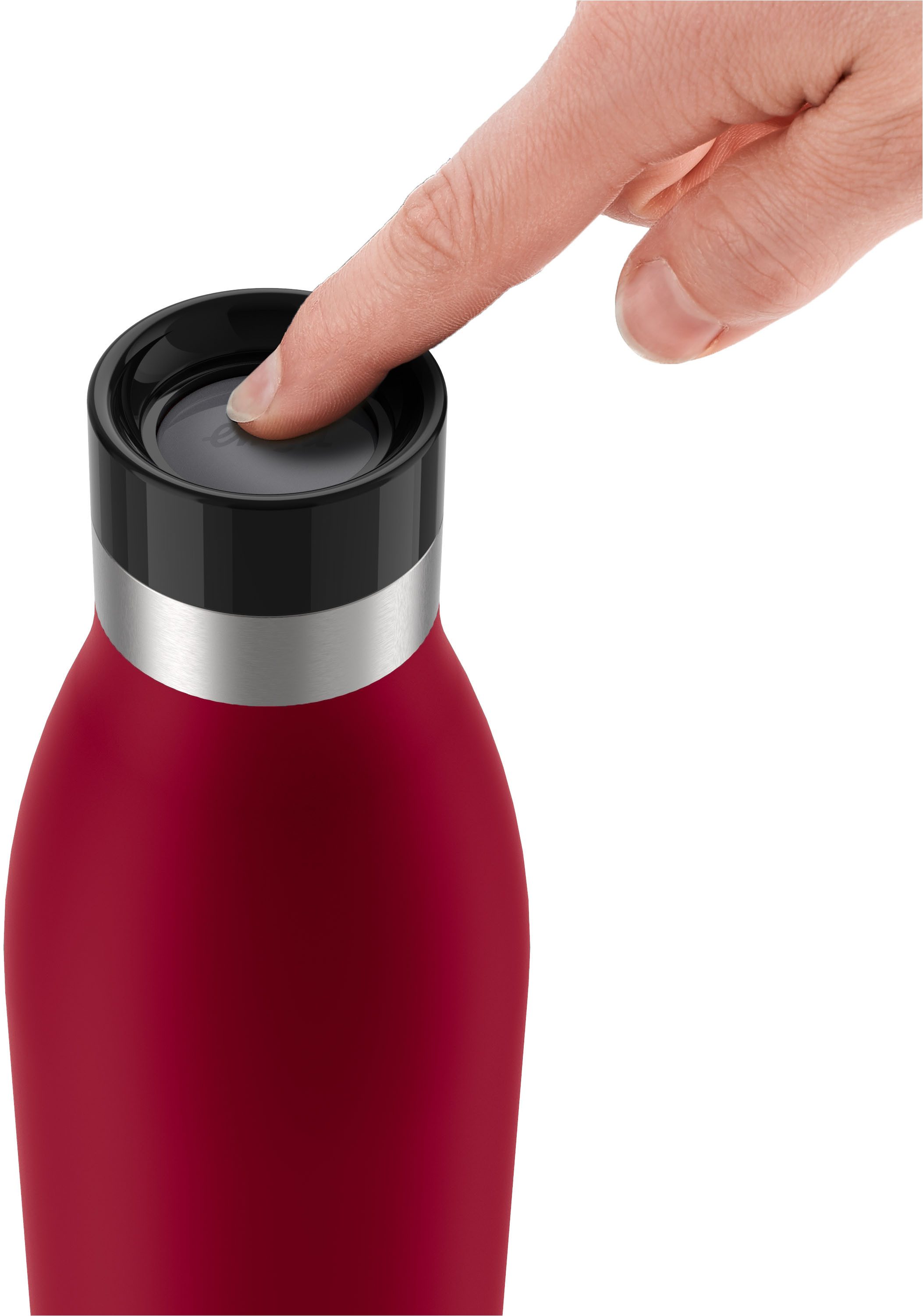 Emsa Thermosfles Drinkfles Bludrop Roestvrij staal, Quick-Press deksel, 360° drinkplezier, 12 uur warm/24 uur koel (1-delig)