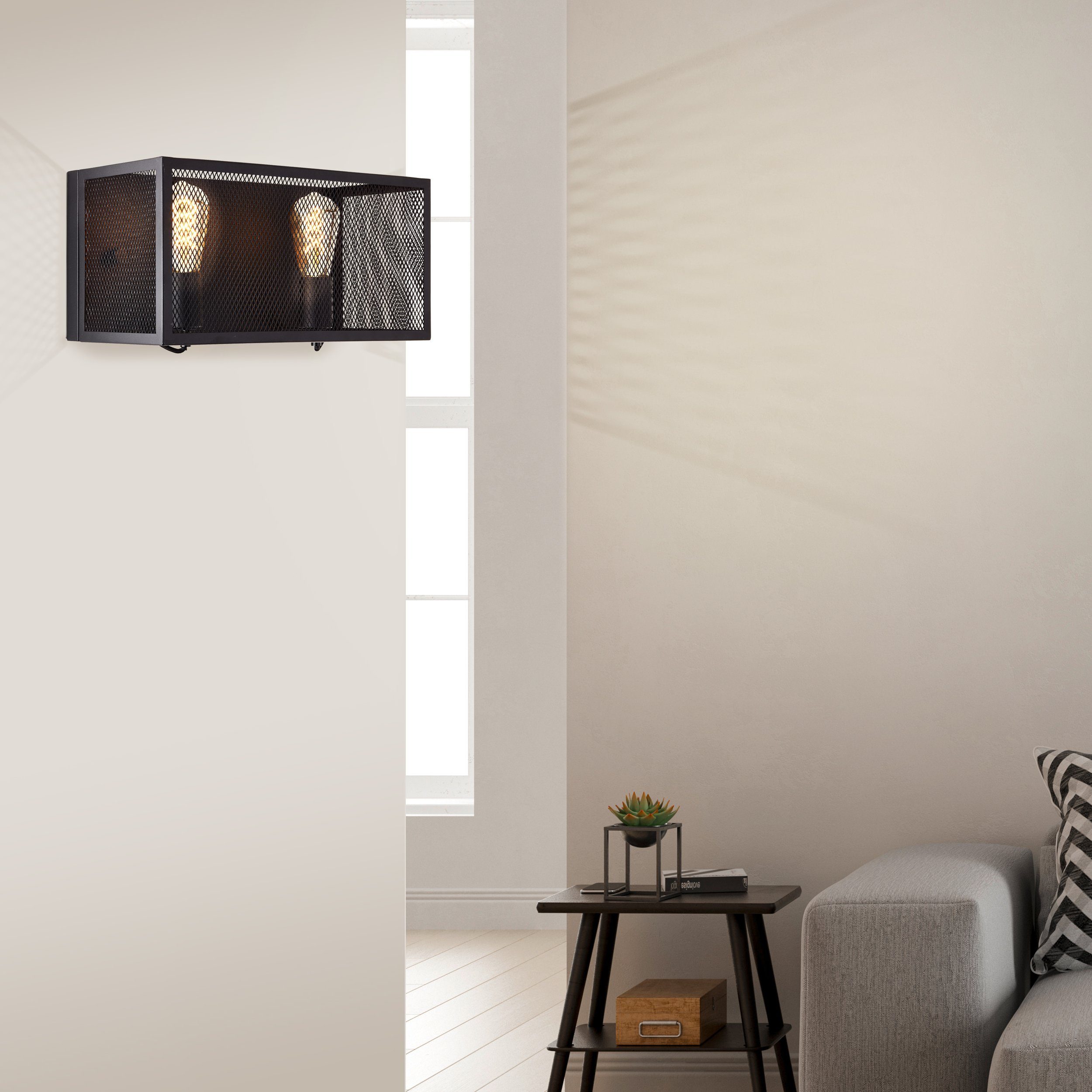 Brilliant Leuchten Wandlamp Maze 20 x 40 x 20 cm, 2 x e27, max. 40 w, metaal, zwart korund