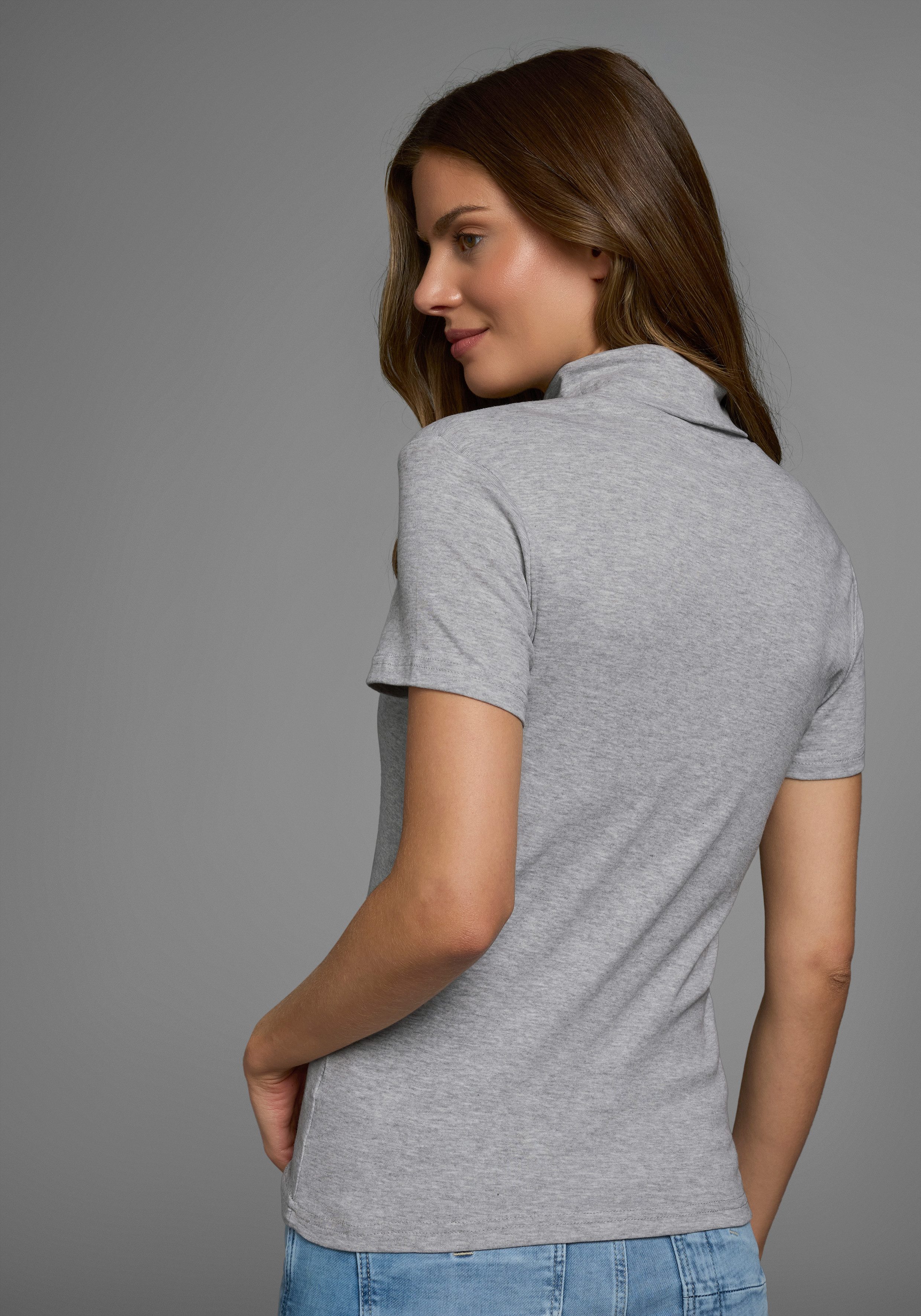 Flashlights Colshirt figuurvolgend, basic stijl, rolkragen, van 100% katoen, elastisch