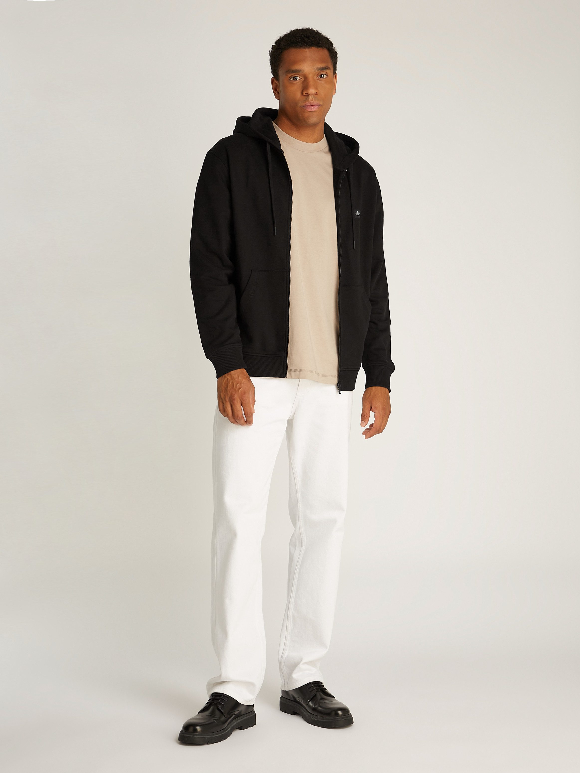 Calvin Klein Sweatvest WOVEN LABEL ZIP THROUGH HOODIE