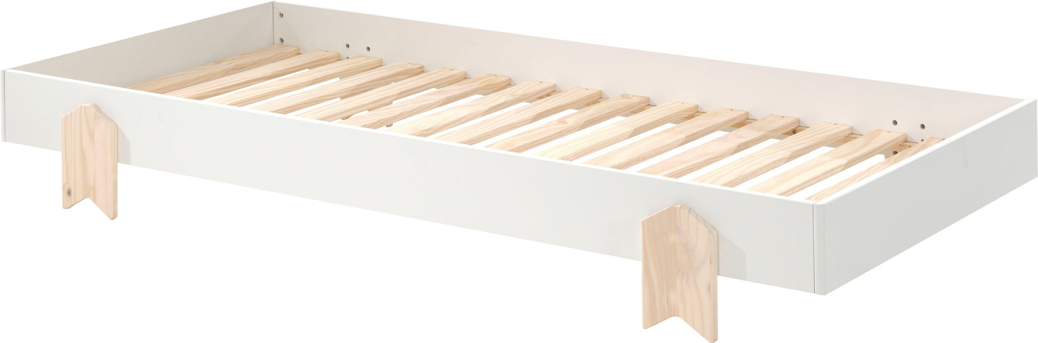 Vipack Kinderledikant Modulo Tienerbed, 1-persoons, stapelbed met poten in pijl-look