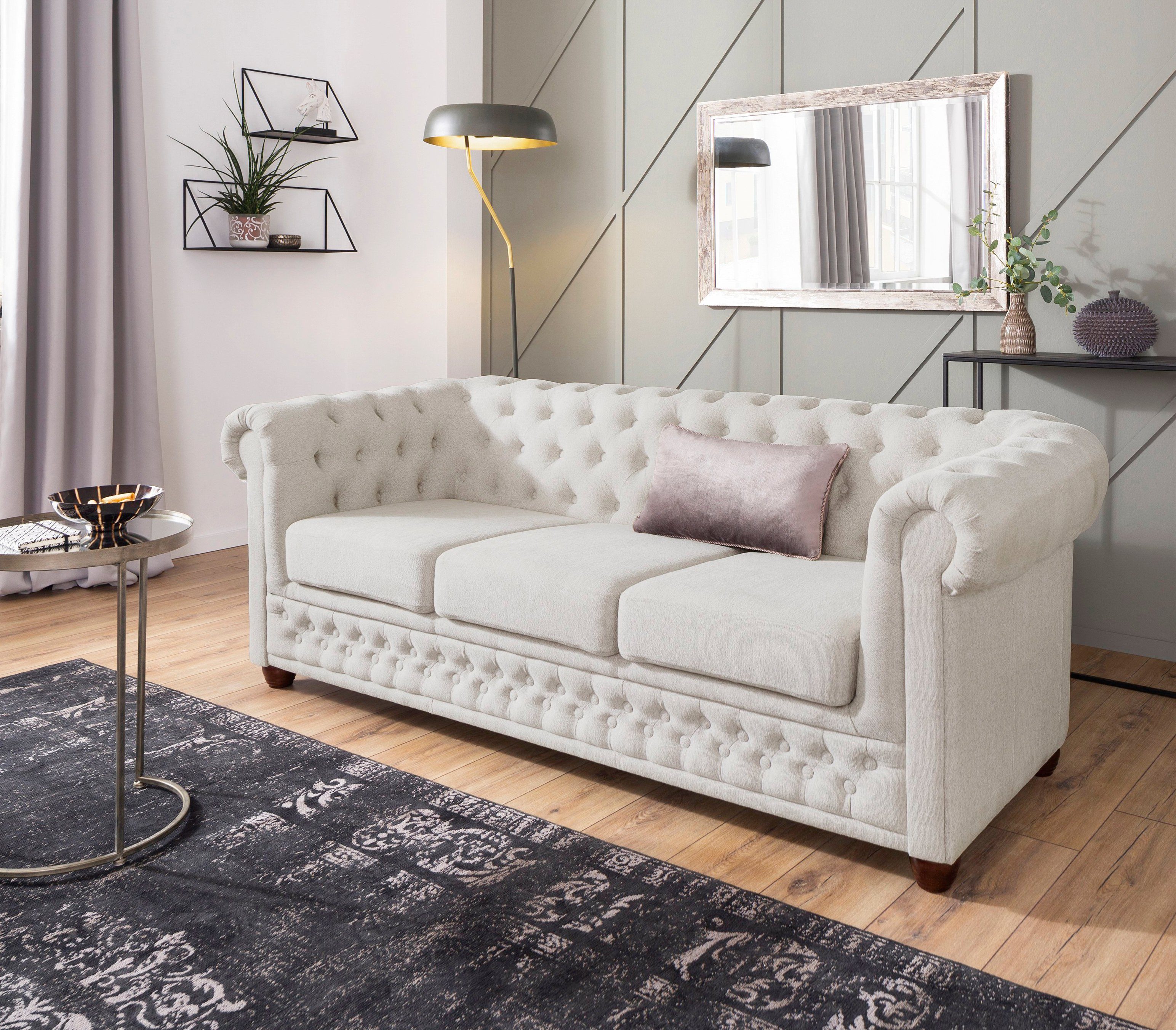 Home affaire Chesterfield-bank New Castle met hoogwaardige capitonnage in chesterfield-design, bxdxh: 203x86x72