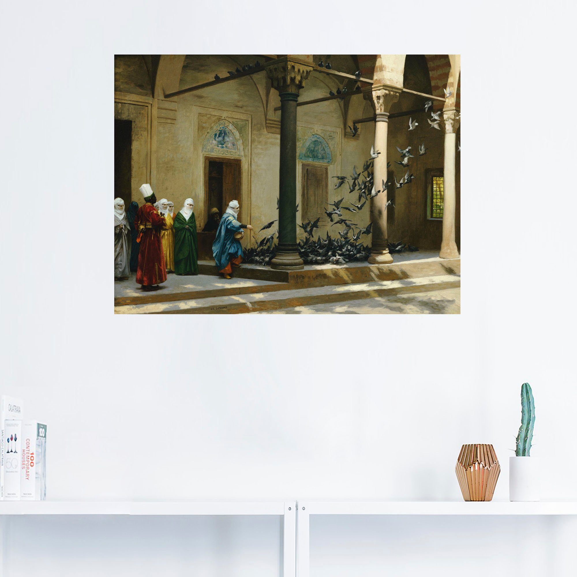 Artland Artprint Haremsdames die duiven voeren. als artprint op linnen, muursticker of poster in verschillende maten