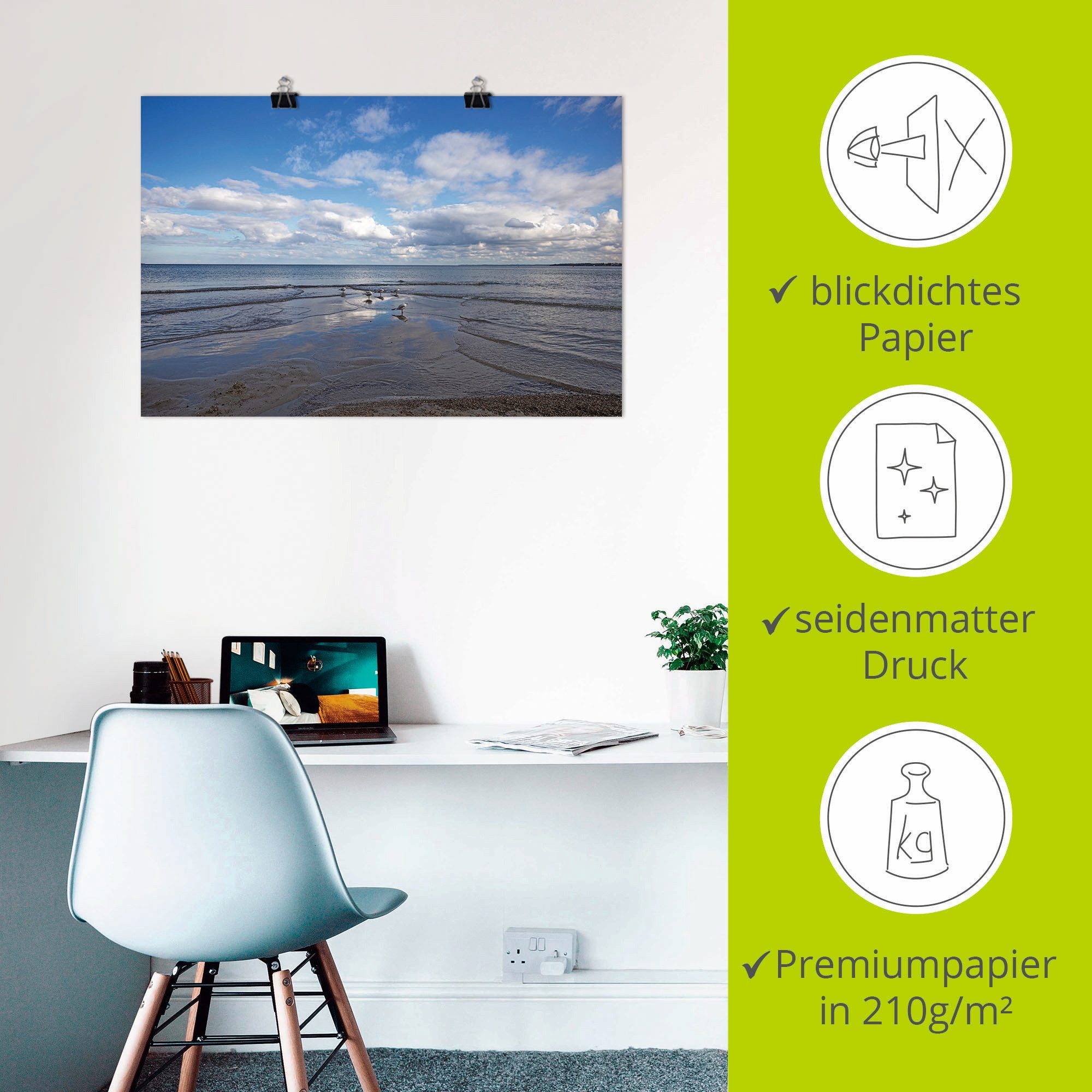 Artland Poster Herfstdag aan de Oostzee als artprint van aluminium, artprint op linnen, muursticker of poster in verschillende maten