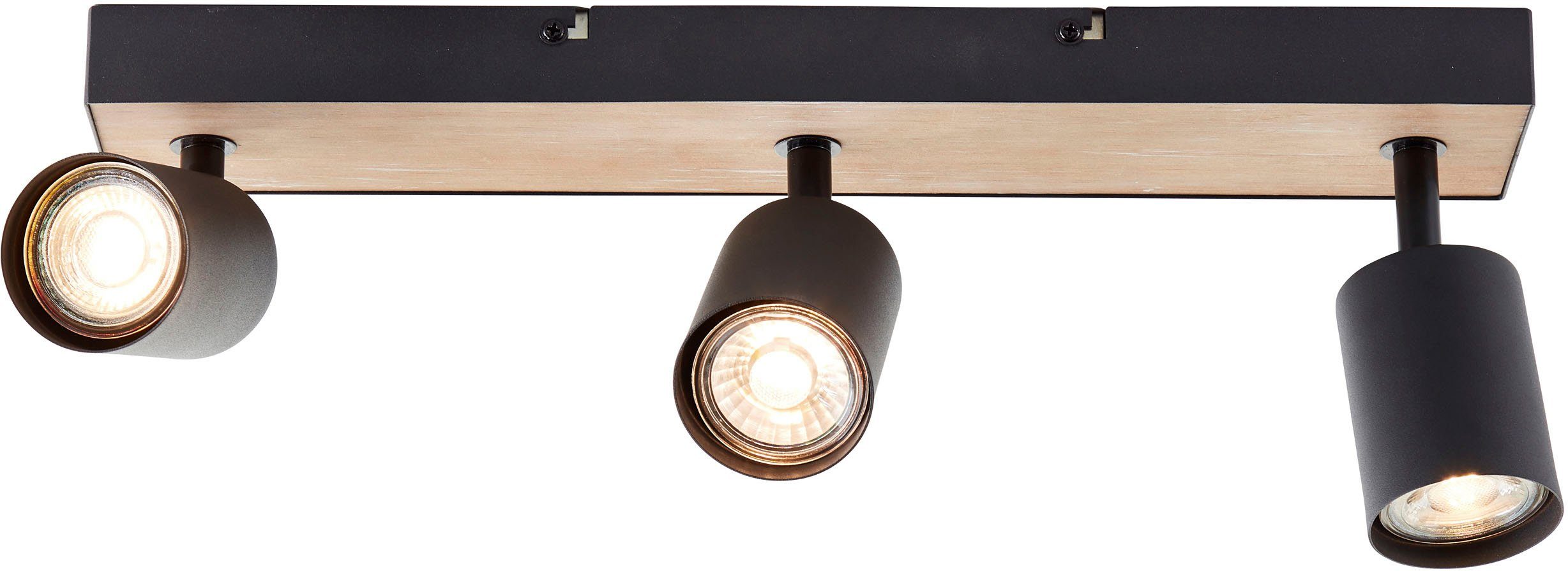 Brilliant Leuchten Plafondspot Jello Wood Spotbalk draaibaar, 15x42x8 cm, GU10, 345lm, 3000K, metaal/hout