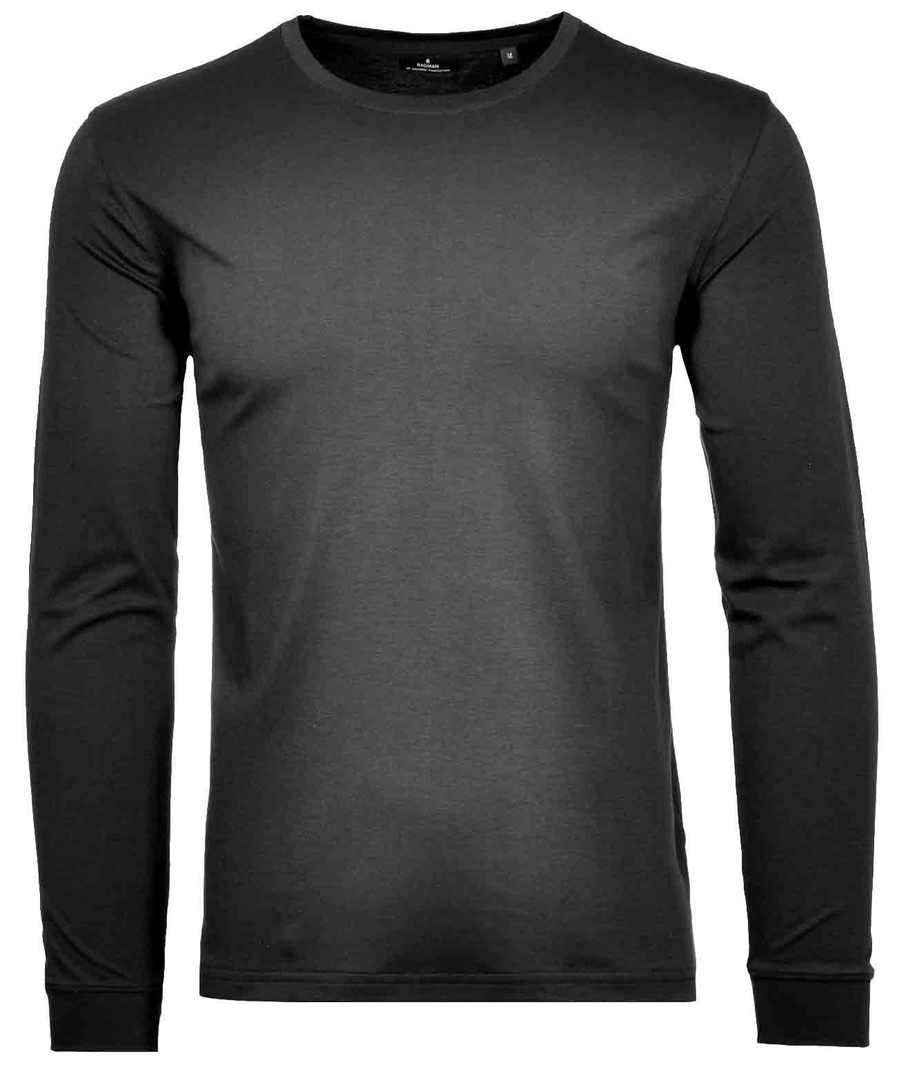 RAGMAN Shirt met lange mouwen heren t-shirts maat XXL zwart