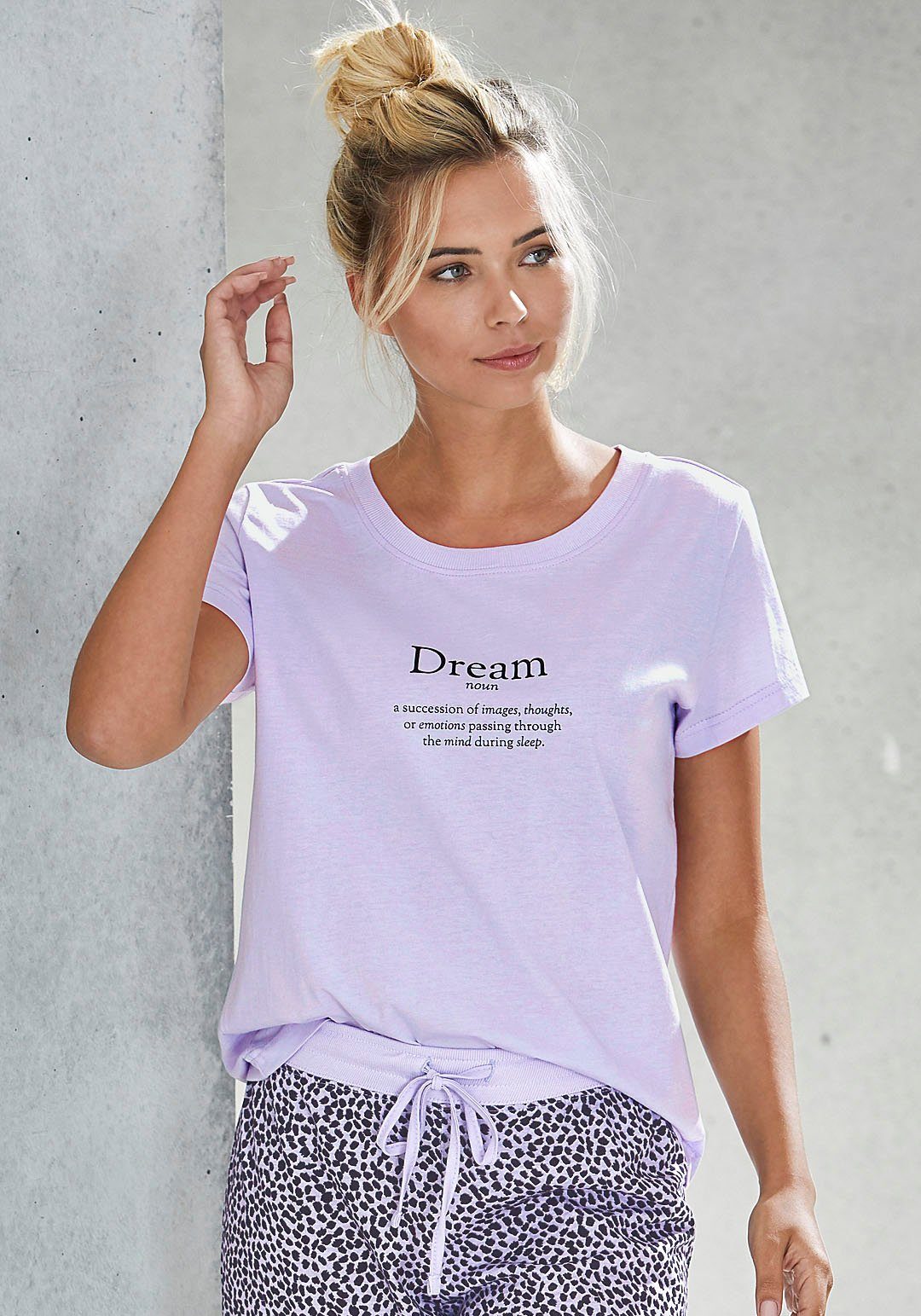 Vivance Dreams Pyjama top met statementprint dames pyjama's maat 32/34 paars