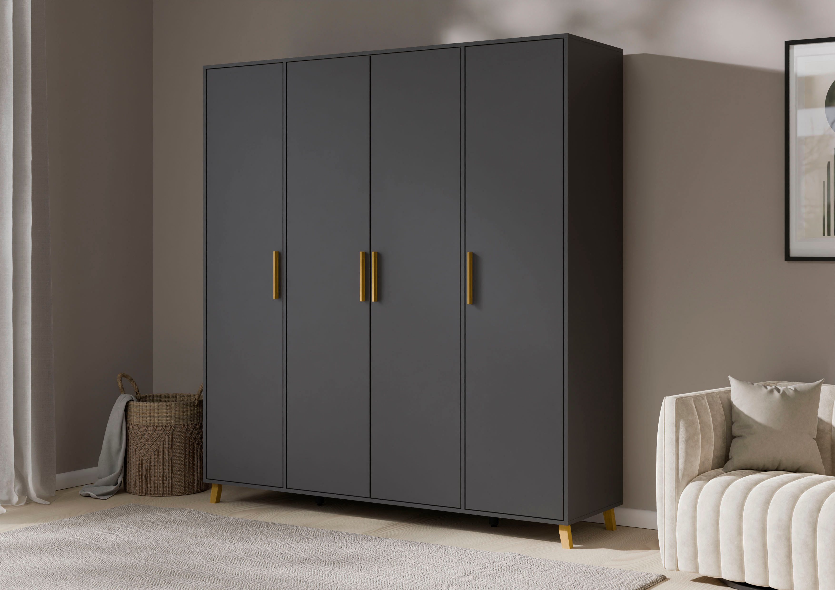 rauch Draaideurkast Kledingkast kast garderobe waskast SHINJO Grepen en voeten van massief hout, veel opbergruimte MADE IN GERMANY