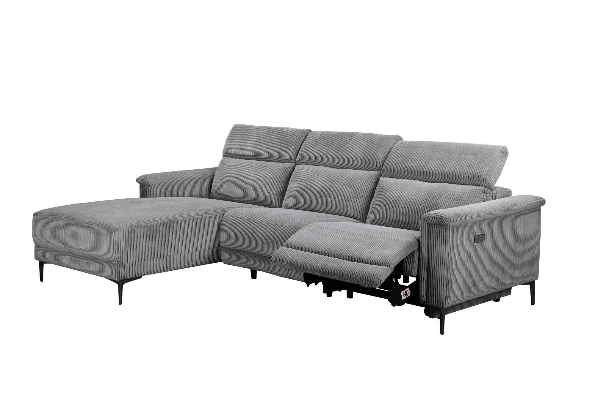 Places of Style Hoekbank Lund in cord, L-vorm, 261 cm, handmatige en elektrische relaxfunctie
