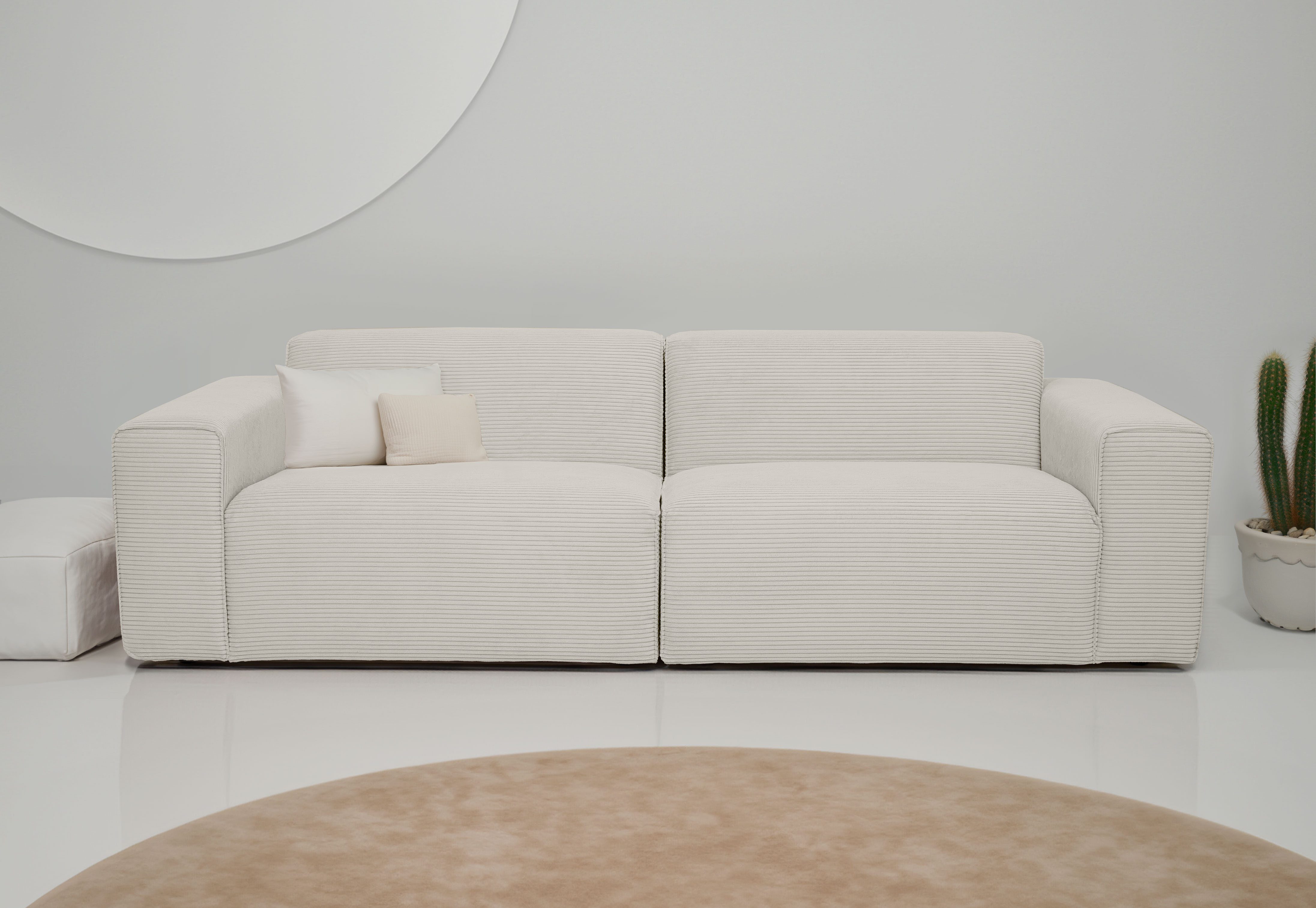 INOSIGN 3-zitsbank Koa, 228 cm, modulair bankstel in webstof, cord Designbank in corduroy, zachte lounge-zitcomfort beige, 3-zitsbanken