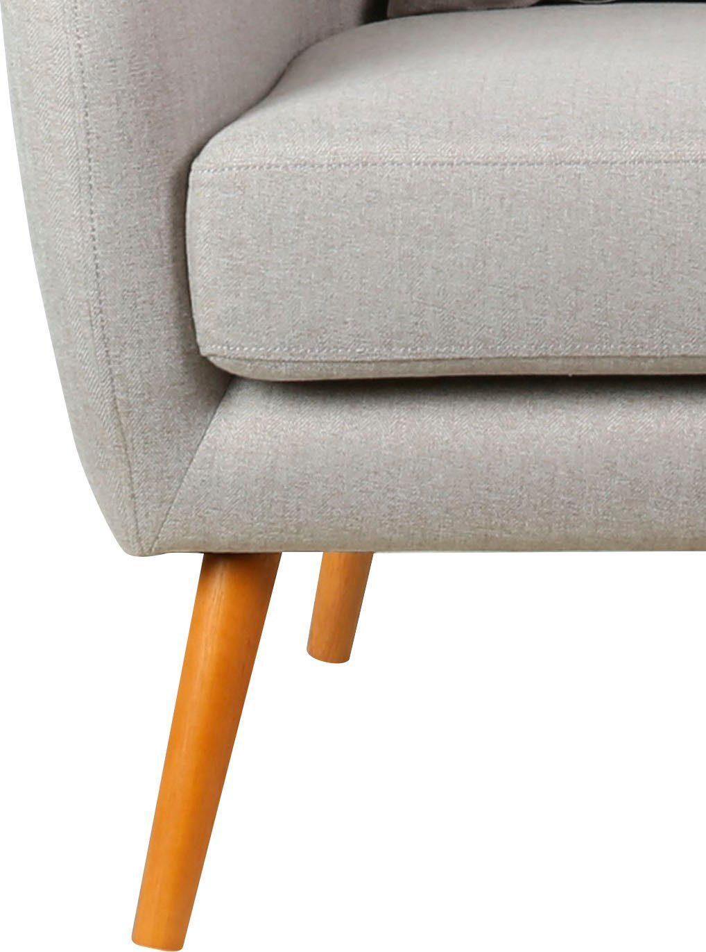 Home affaire Oorfauteuil Yamuna met beklede zitting, frame en poten van massief hout, zithoogte 47 cm