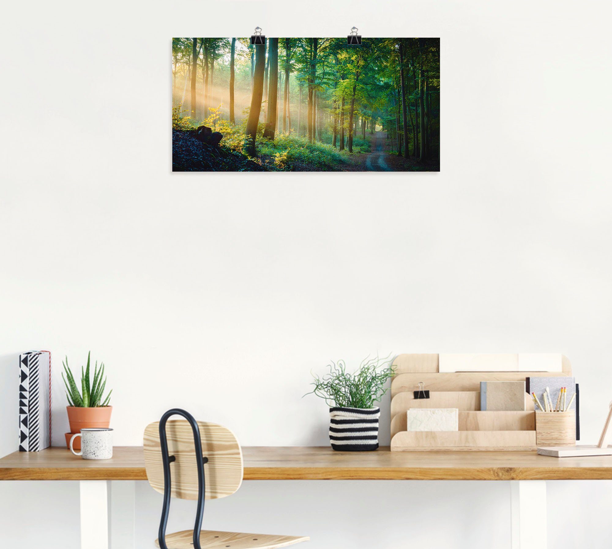Artland Artprint Herfstmorgen in het bos als artprint van aluminium, artprint voor buiten, artprint op linnen, poster in verschillende maten. maten