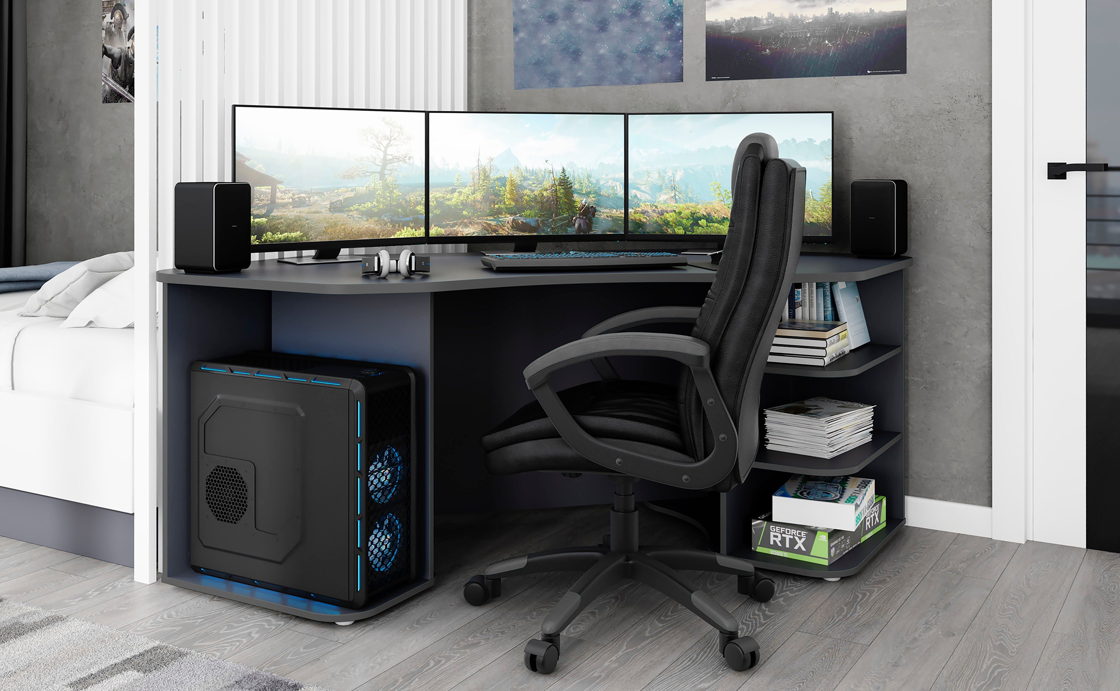 byLIVING Gamingtafel Thanatos Breedte 198 cm, modern hoekbureau
