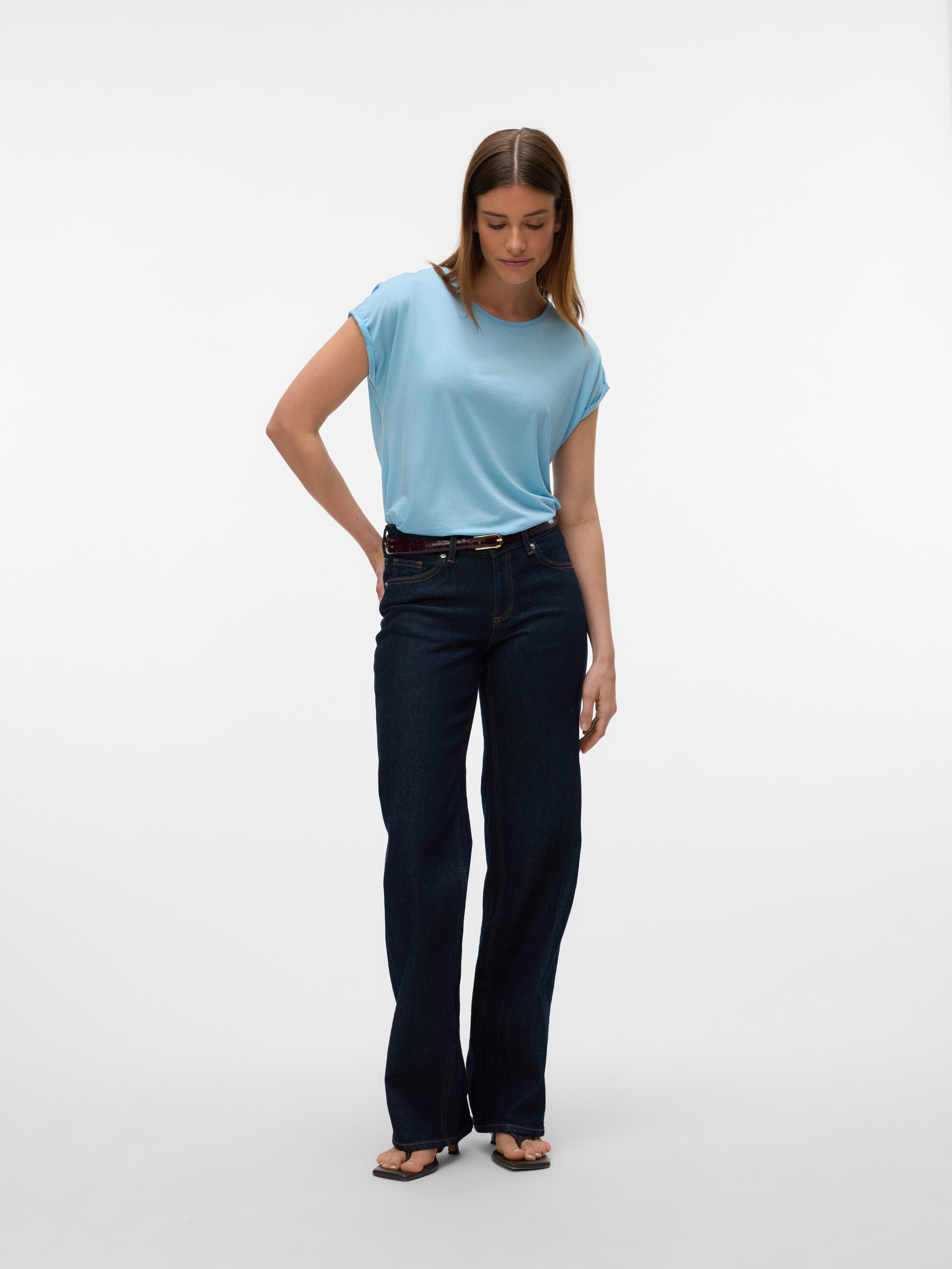 Vero Moda Shirt met ronde hals VMAVA PLAIN SS TOP GAJRS NOOS