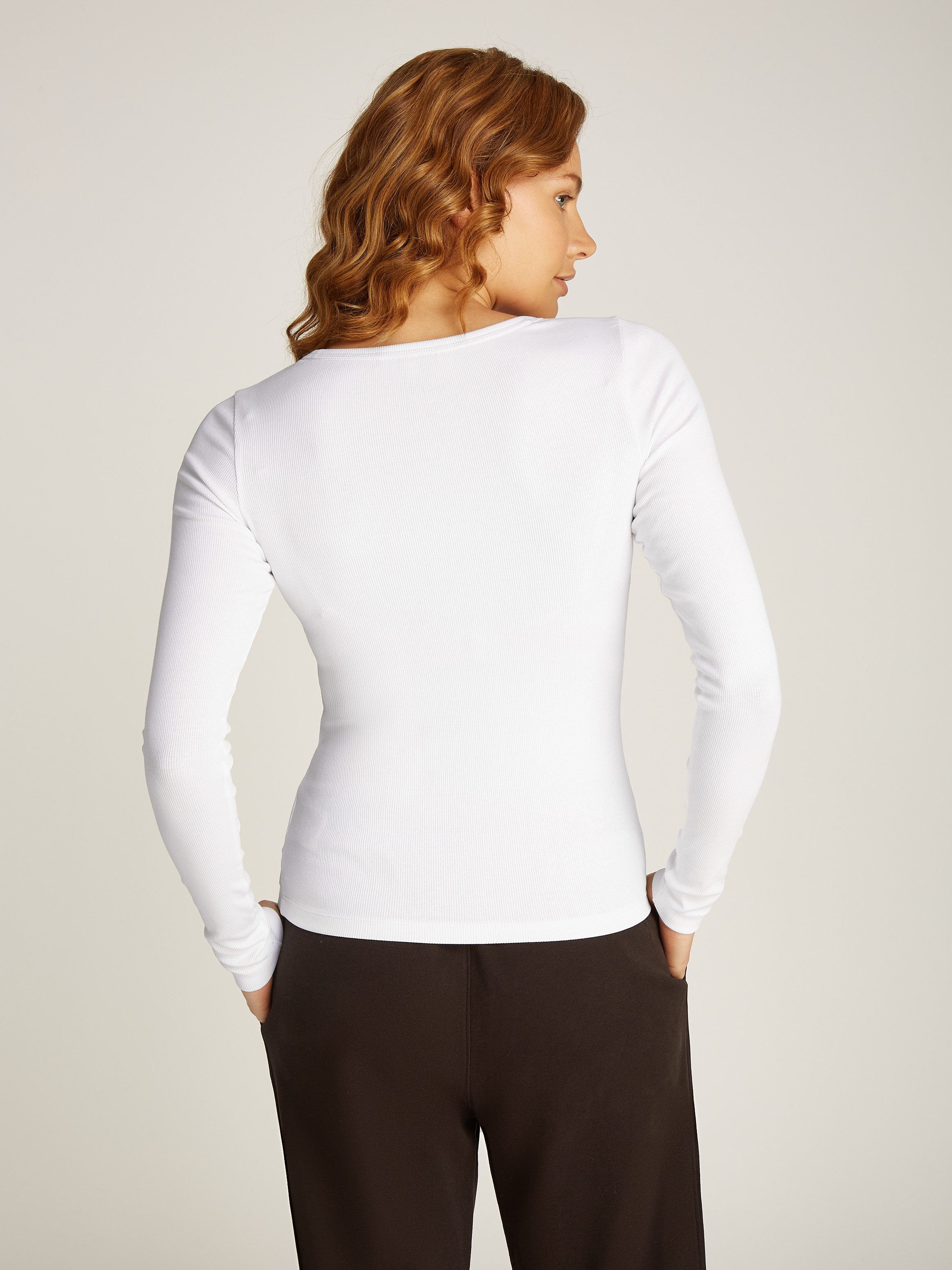 TOMMY JEANS Shirt met lange mouwen TJW SLIM ESSENTIAL RIB V LS